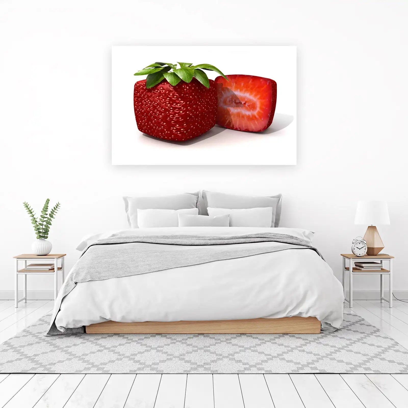 Quirky Square Strawberry Art Wall Art