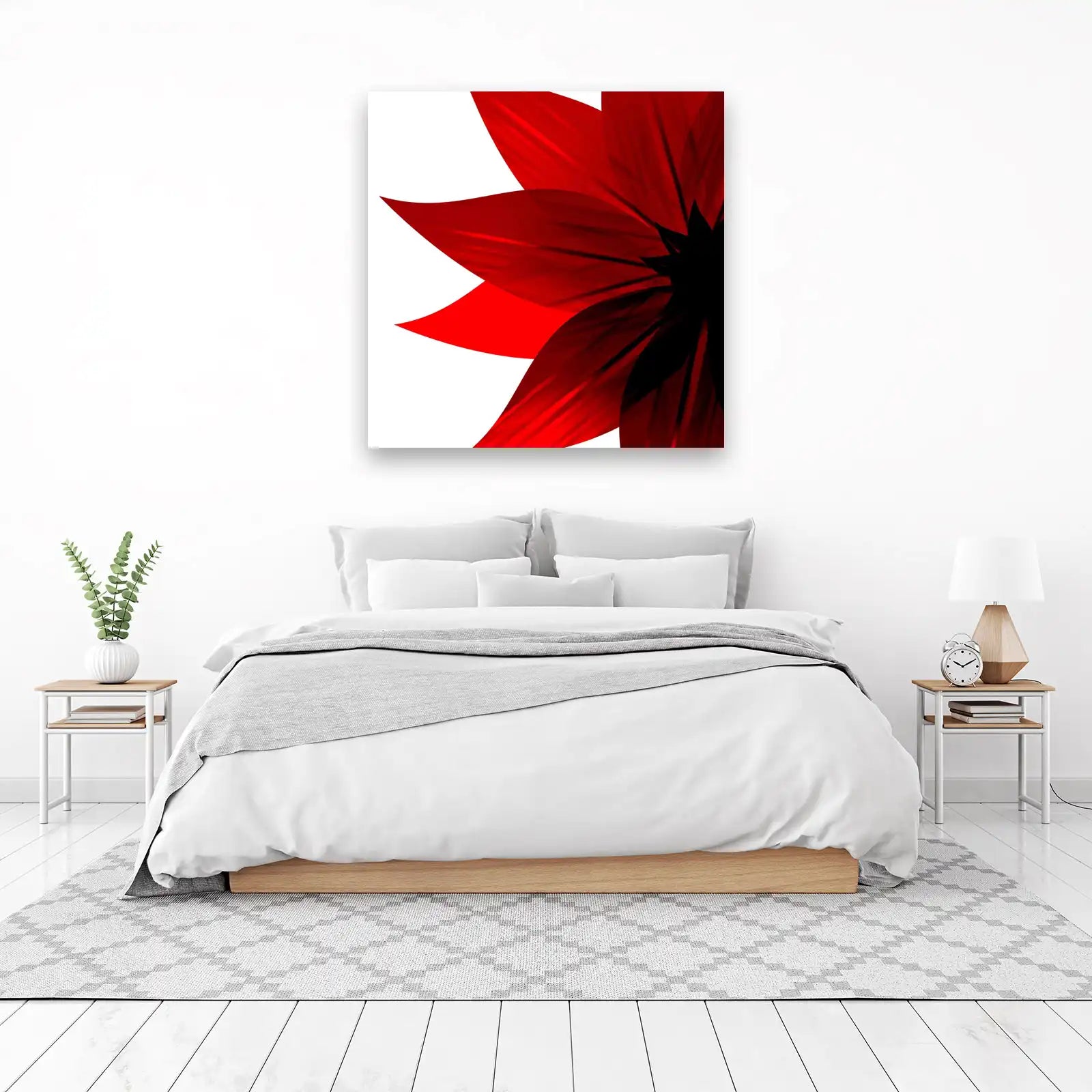 Bold Red Floral Petal Abstract Wall Art