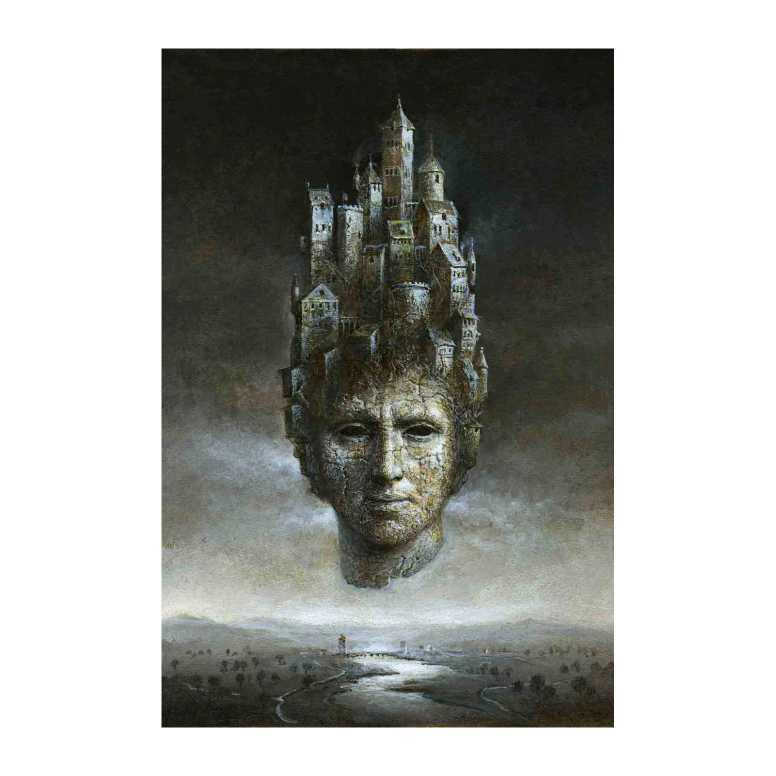 Surreal City Head Surrealism Wall Art