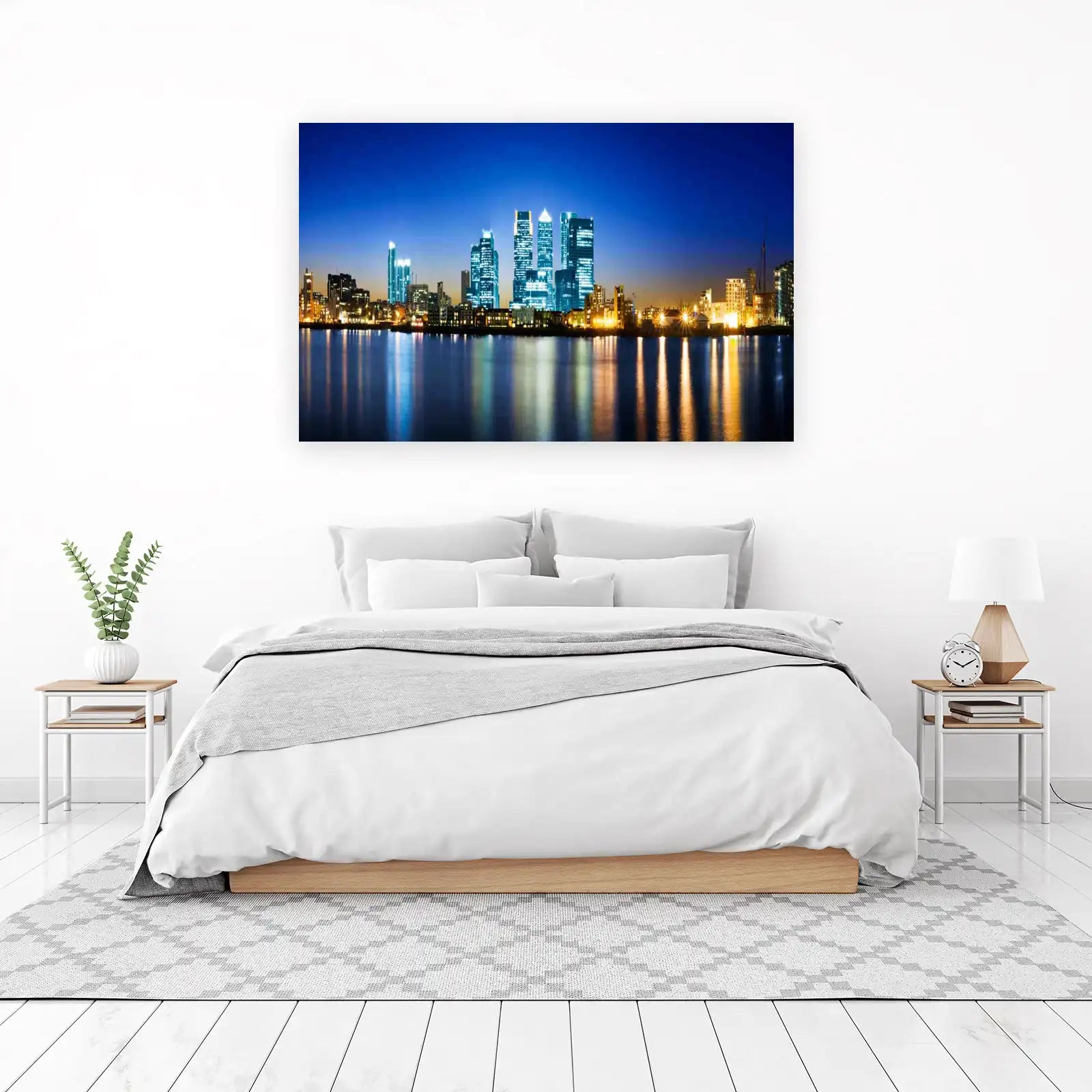 Modern Cityscape Night Skyline Wall Art