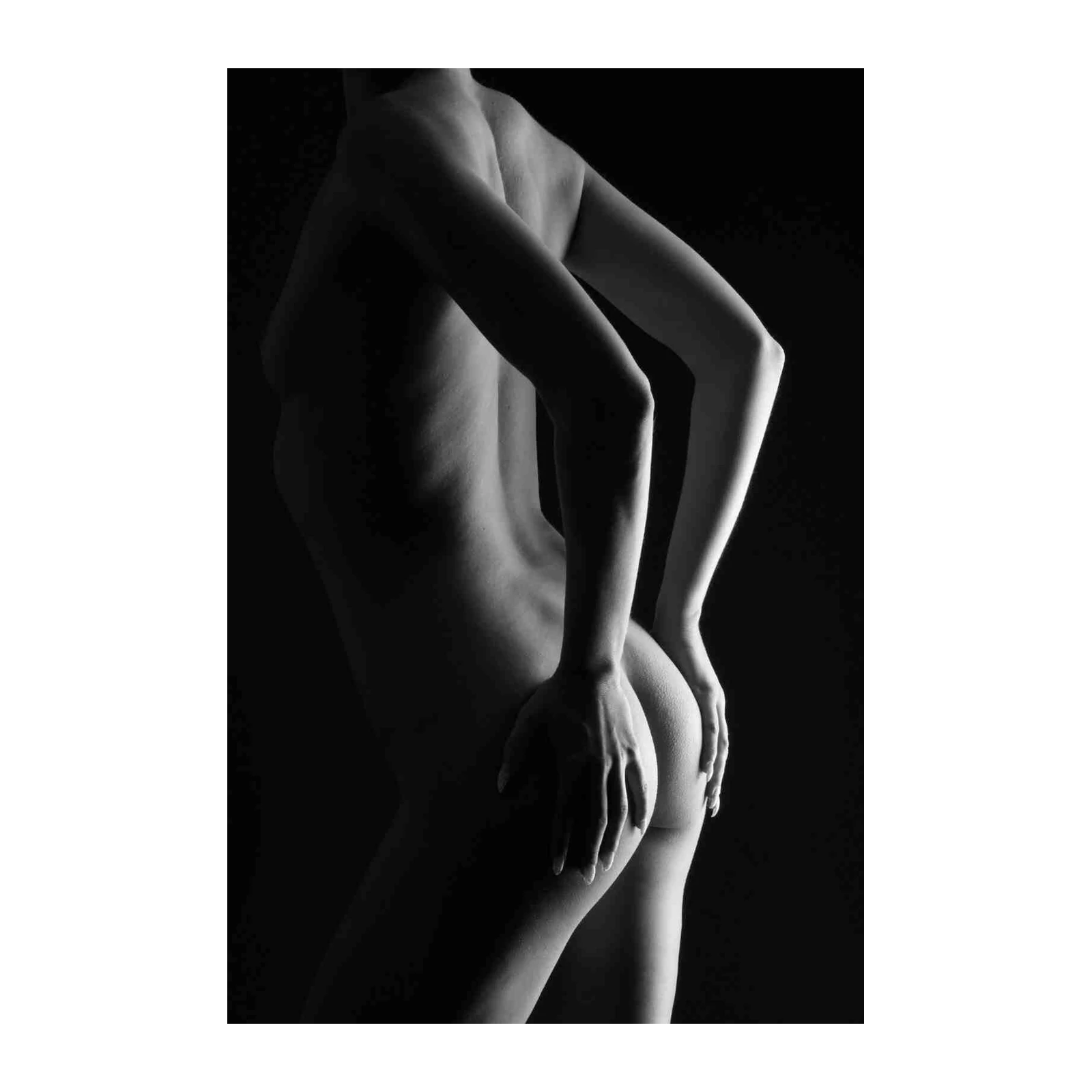 Elegant Nude Body Contour Black & White Wall Art