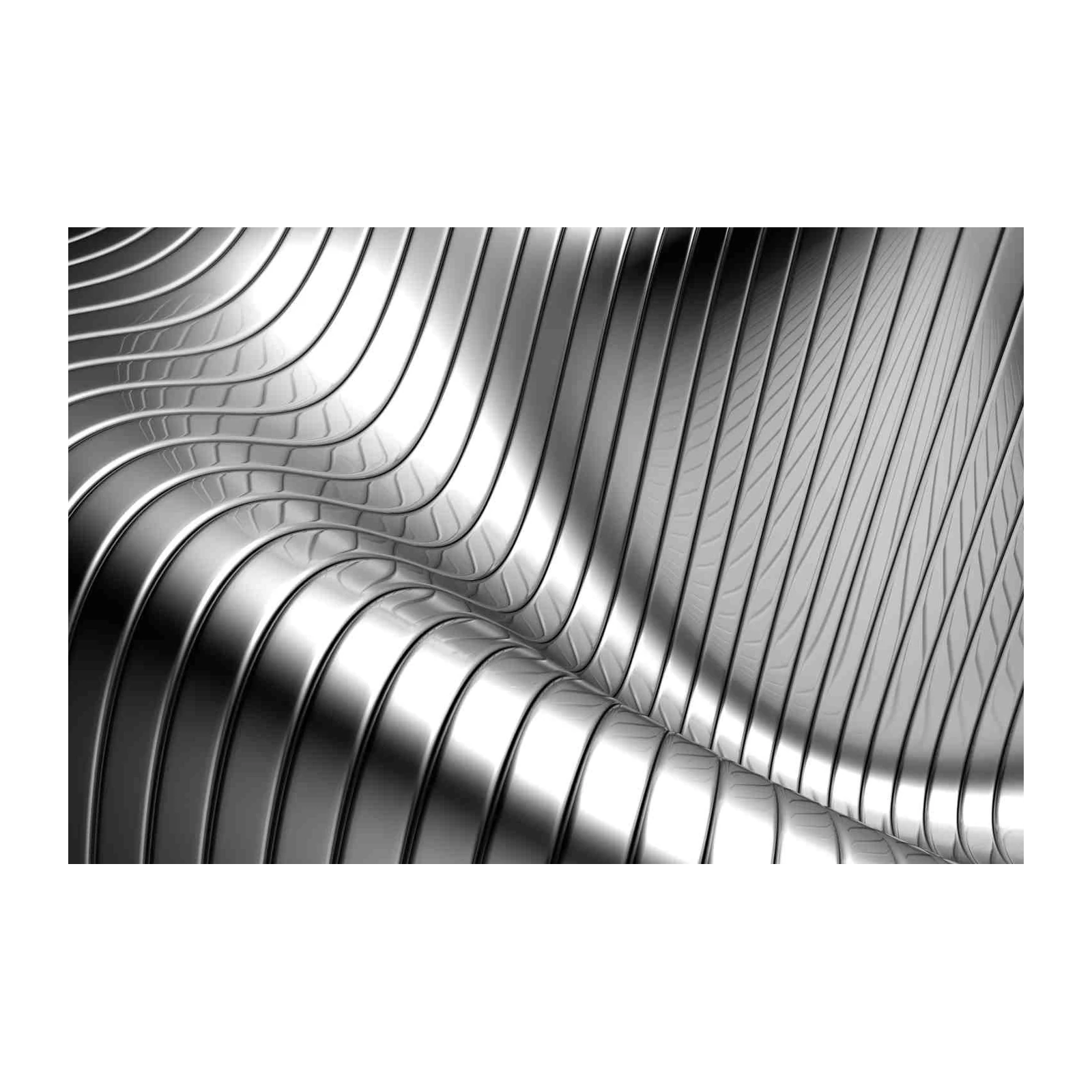 Abstract Silver Waves Metal Wall Art
