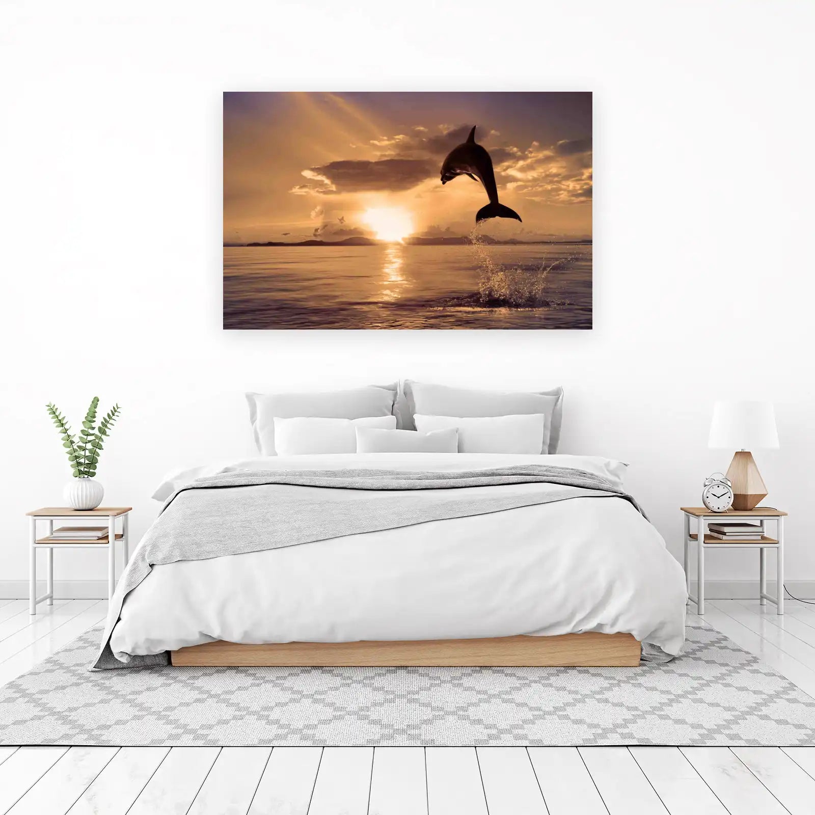 Leaping Dolphin Sunset Serenity Wall Art