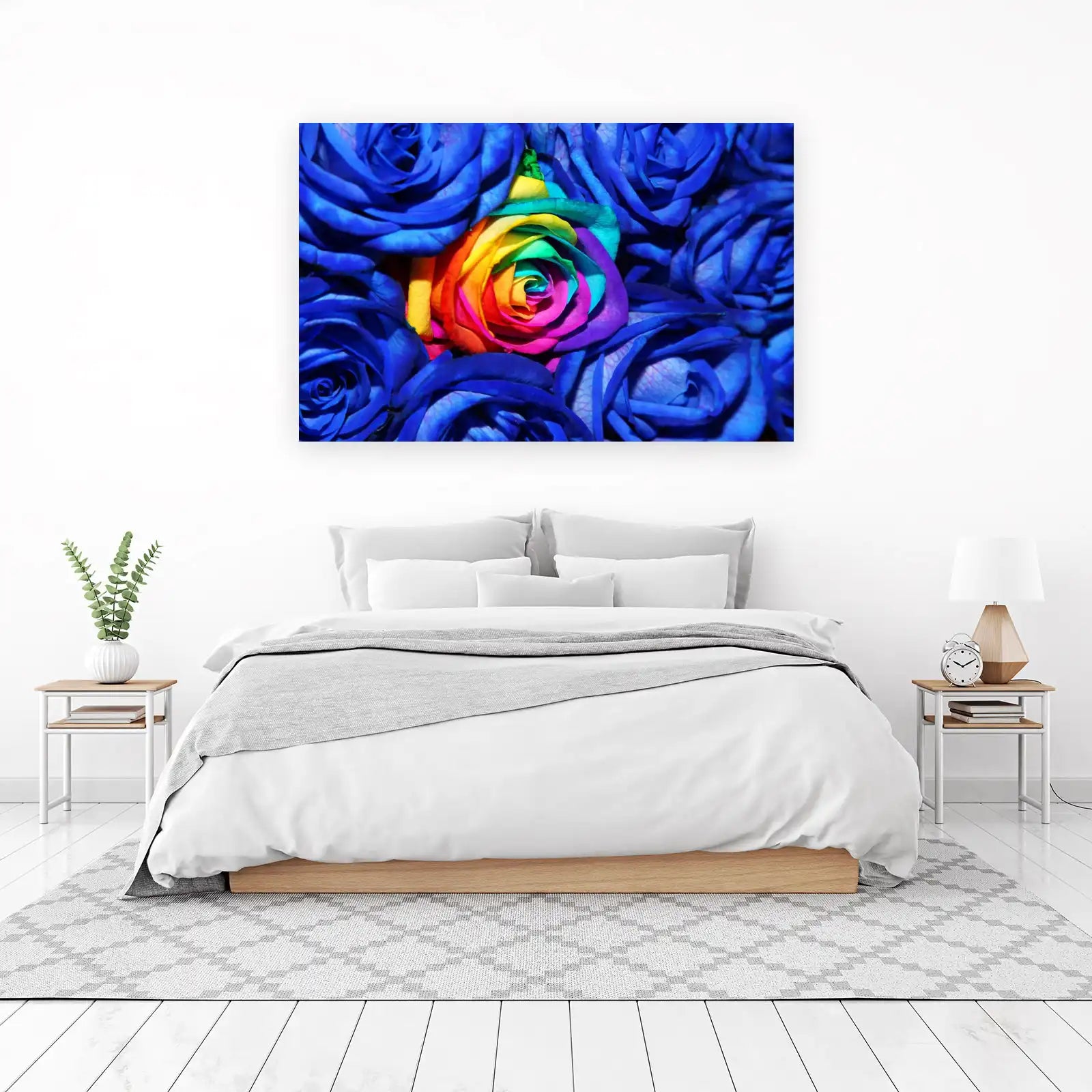 Vibrant Rainbow Rose Bouquet Wall Art