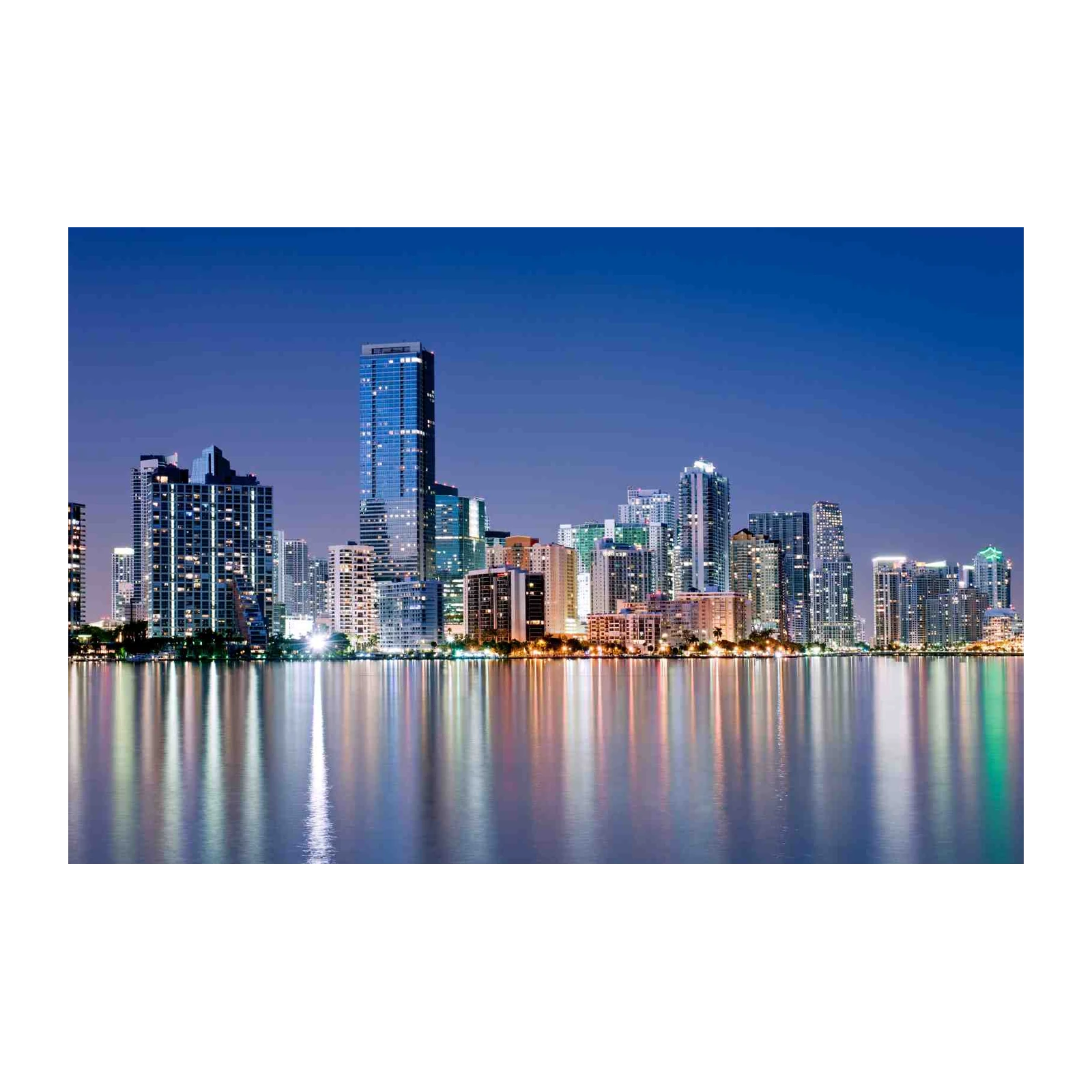 Vibrant City Skyline Reflection Wall Art