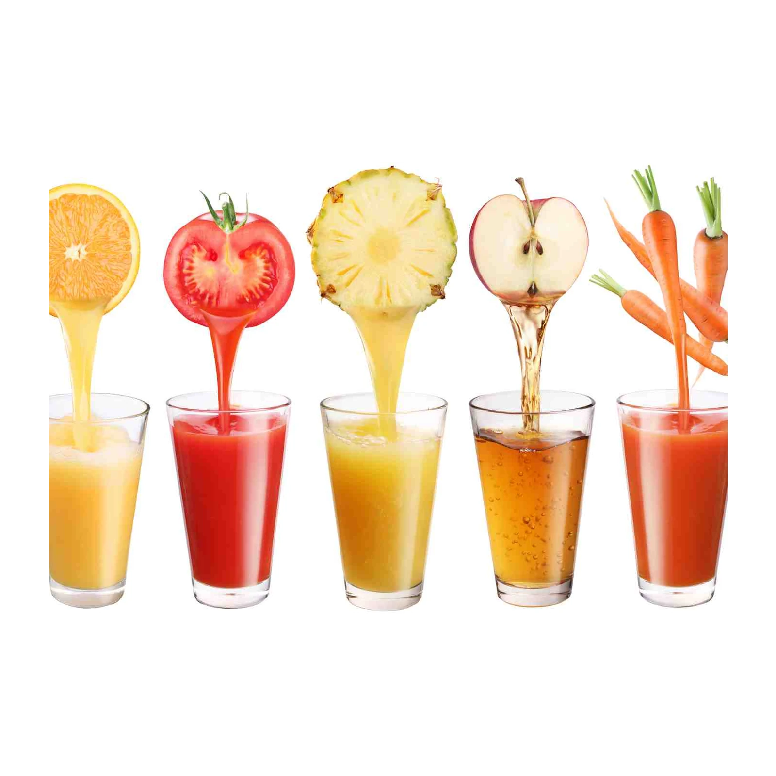 Vibrant Fruit Juices Pouring Wall Art