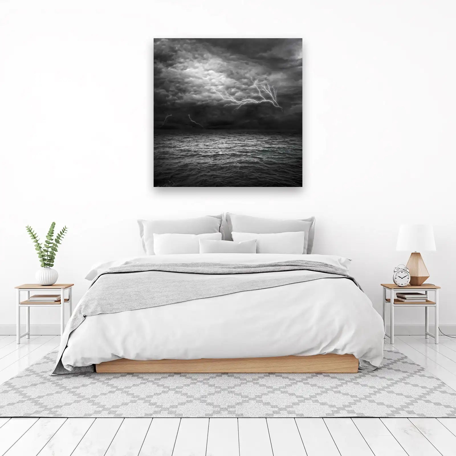 Dramatic Stormy Sea Lightning Wall Art