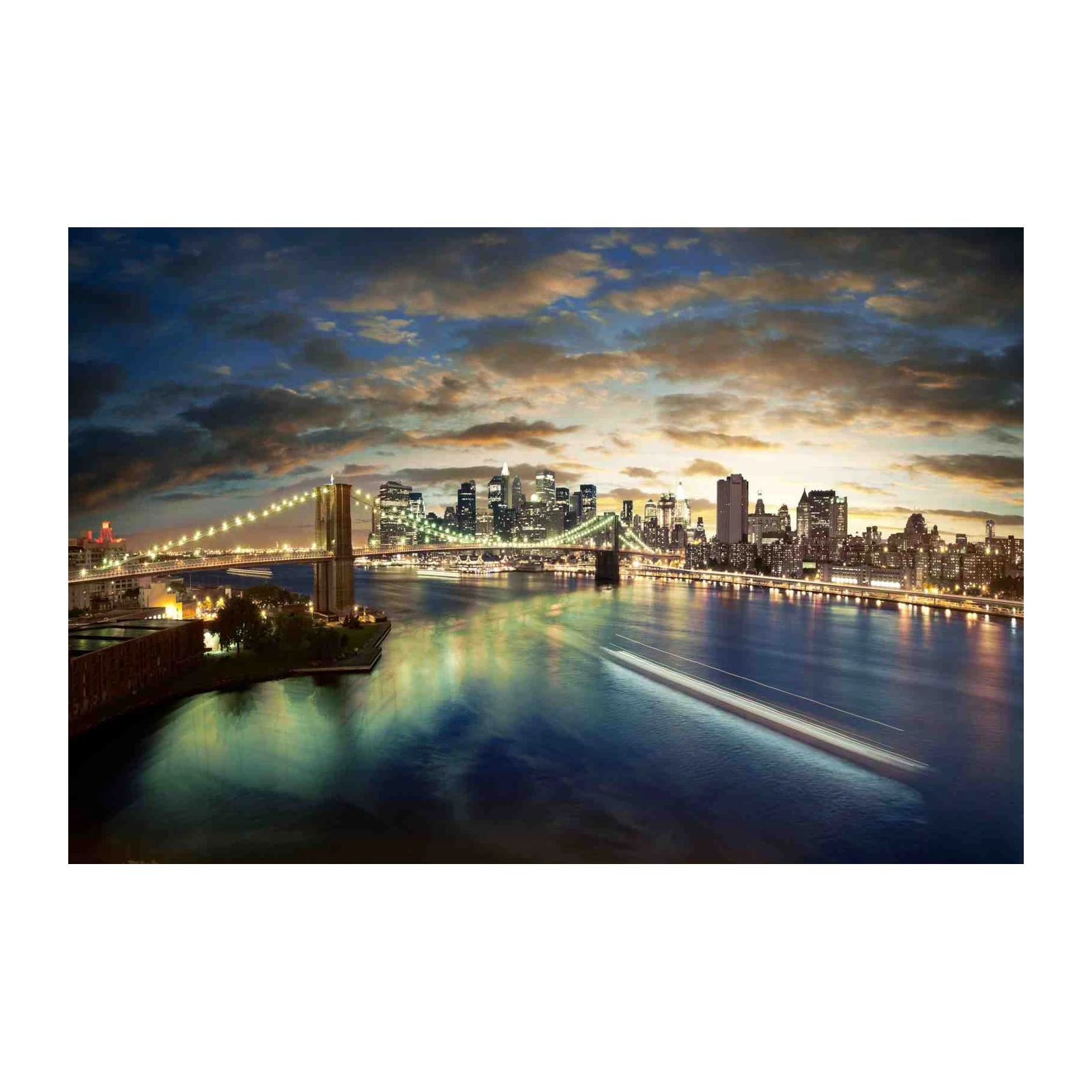 NYC Skyline Brooklyn Bridge Dusk Wall Art