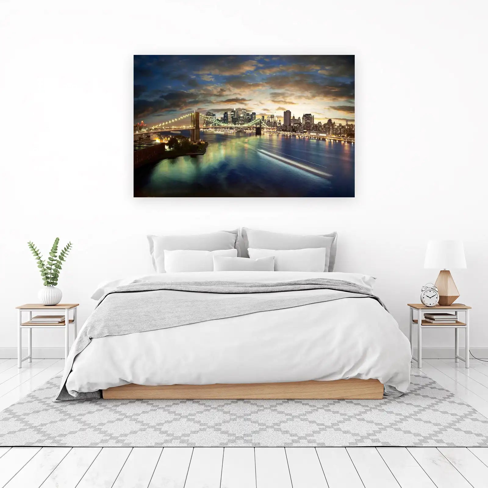 NYC Skyline Brooklyn Bridge Dusk Wall Art
