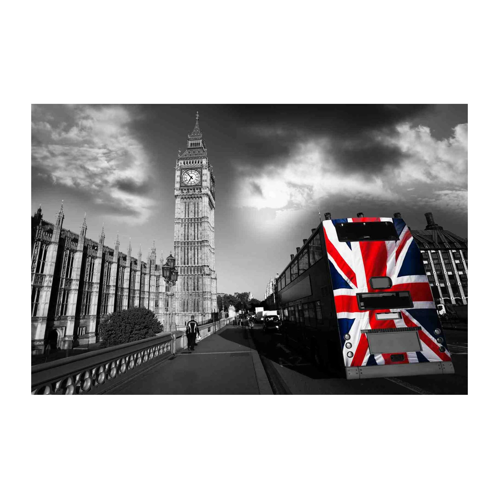 Iconic London Big Ben Union Jack Bus Wall Art