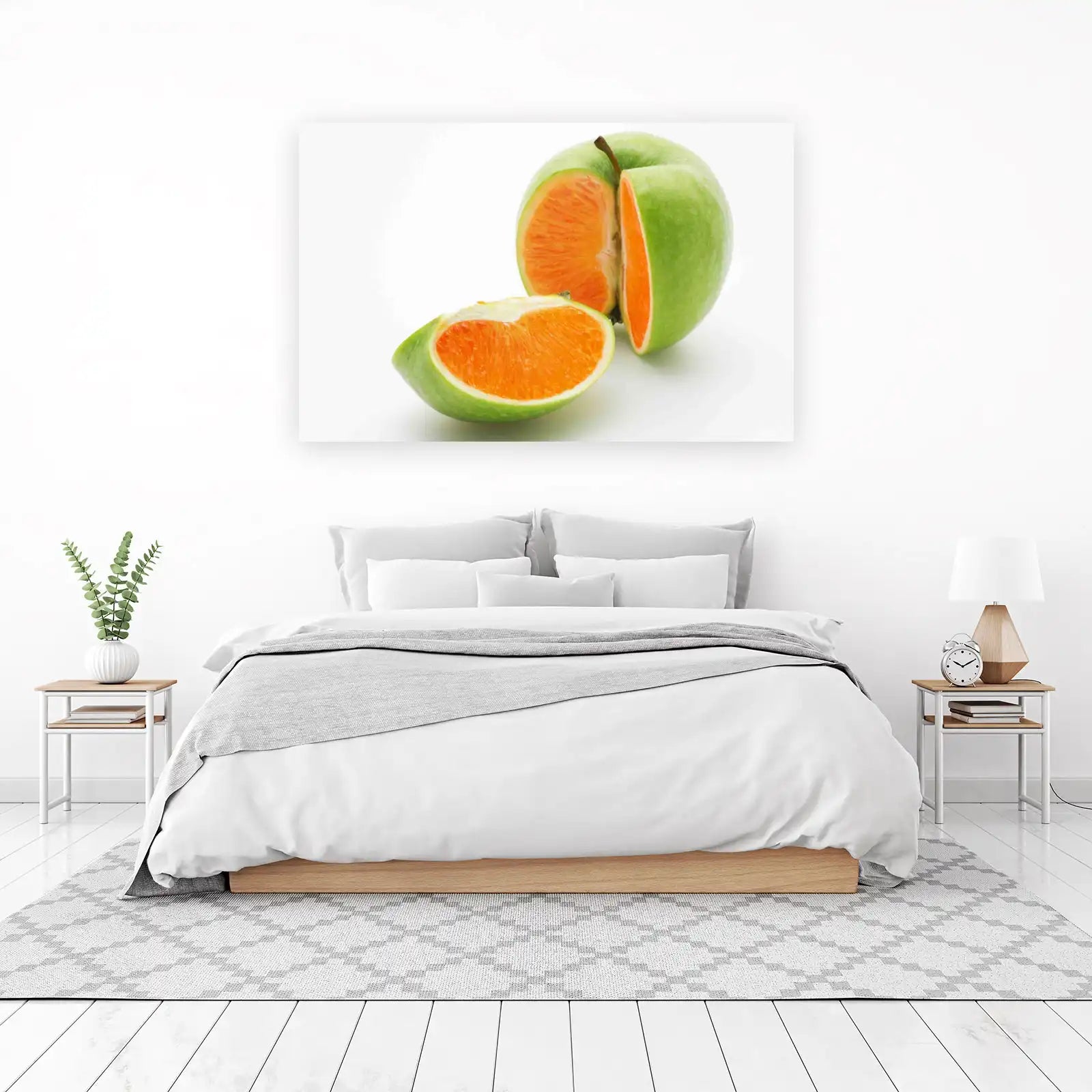 Surreal Fruit Fusion Green Apple Orange Slice Wall Art