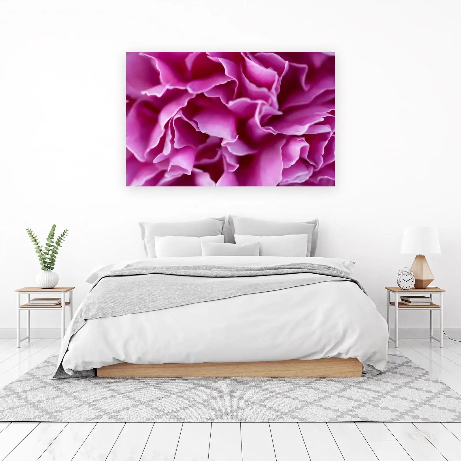 Vibrant Pink Peony Petals Abstract Wall Art