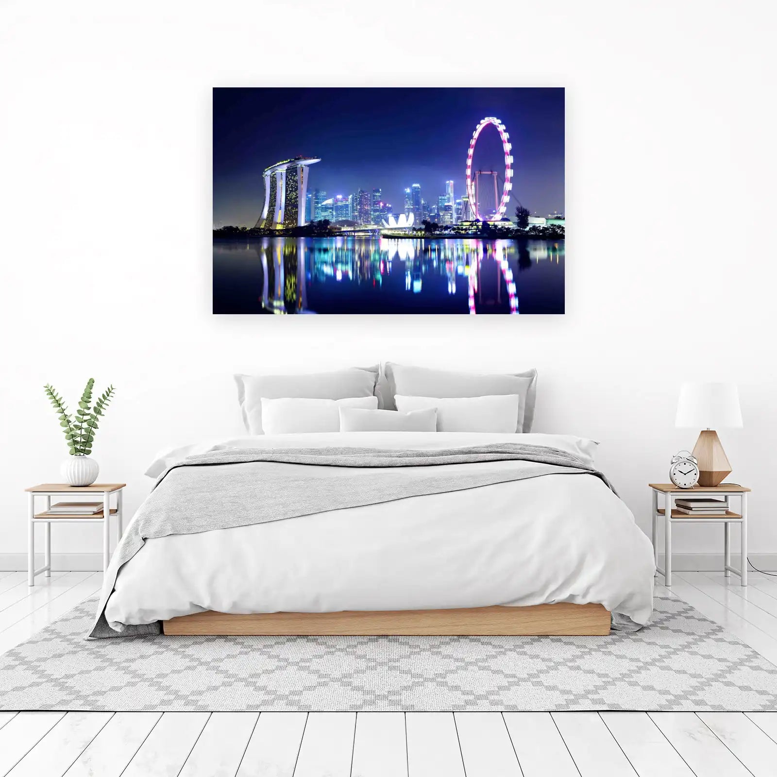 Vibrant Singapore Skyline & Ferris Wheel Wall Art