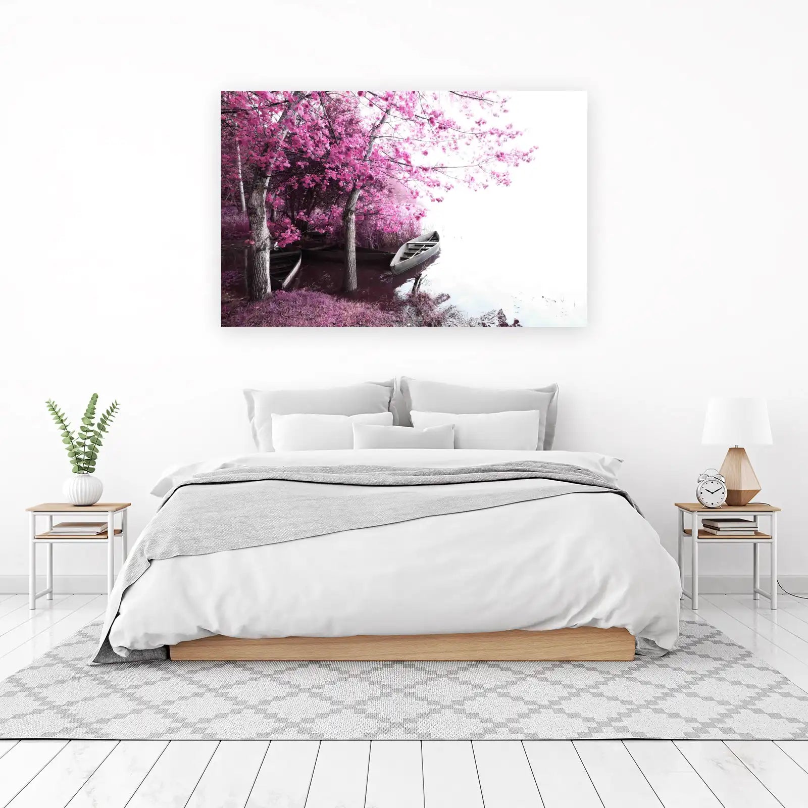 Enchanting Pink Forest & Boat Wall Art
