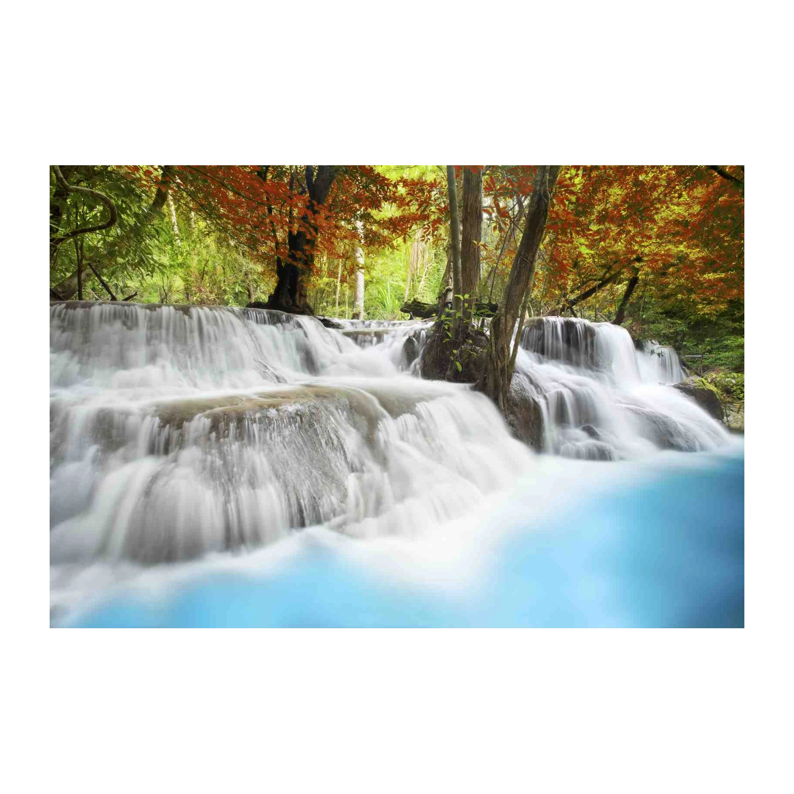 Serene Waterfall & Autumn Foliage Wall Art