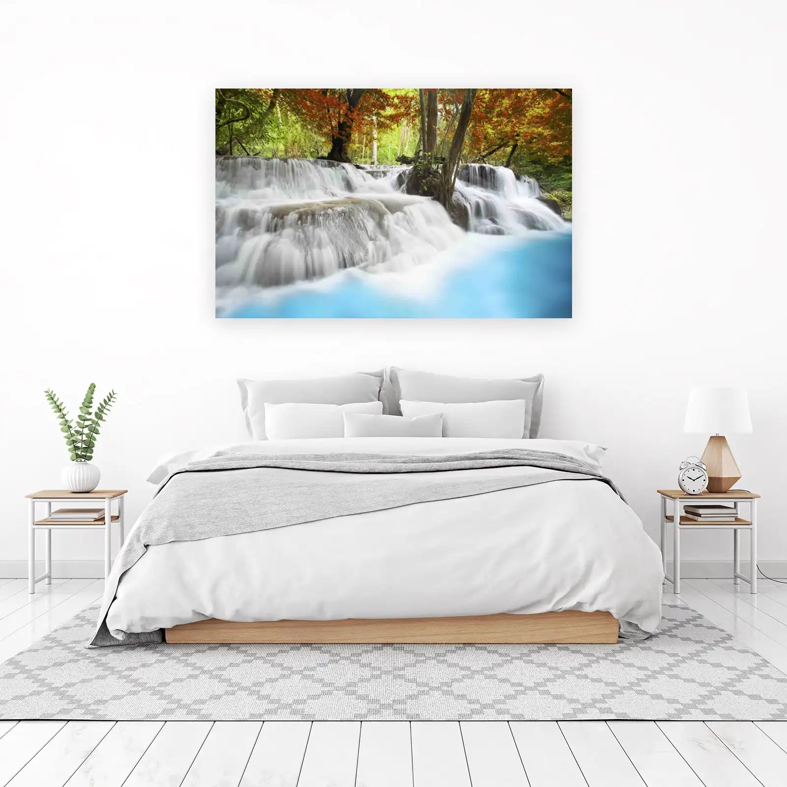 Serene Waterfall & Autumn Foliage Wall Art