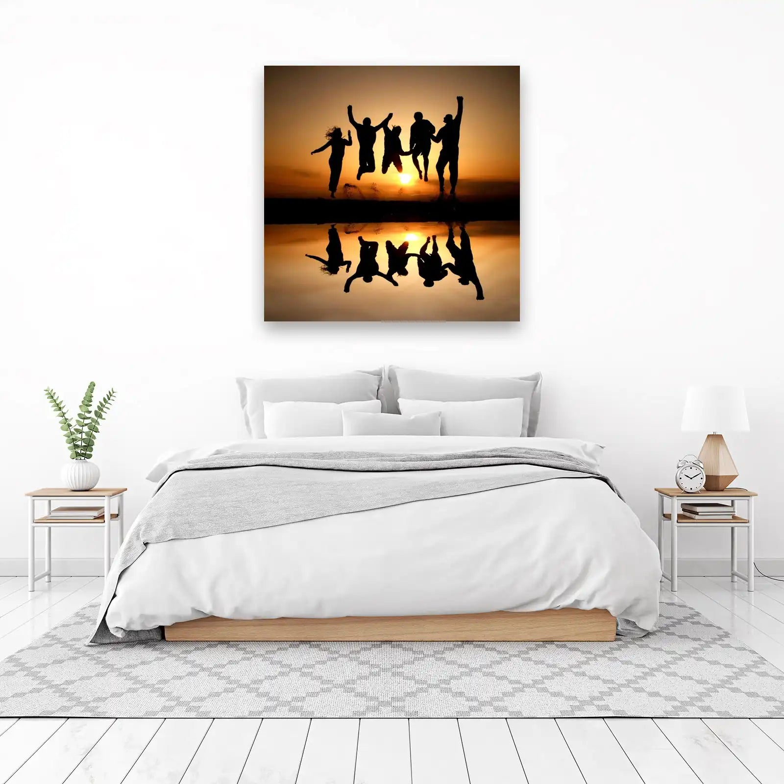 Joyful Friends Sunset Silhouette Wall Art