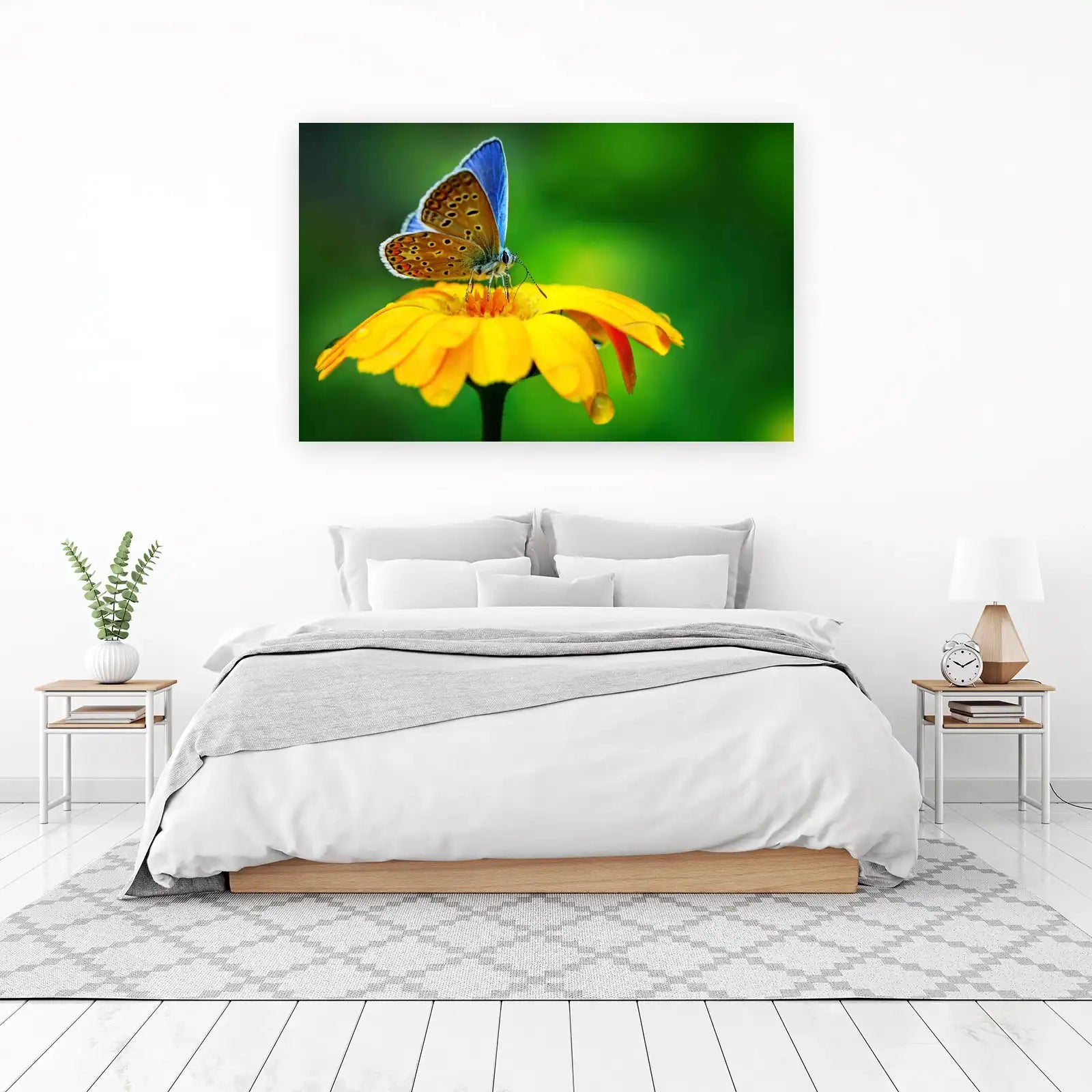 Vibrant Butterfly on Yellow Flower Wall Art