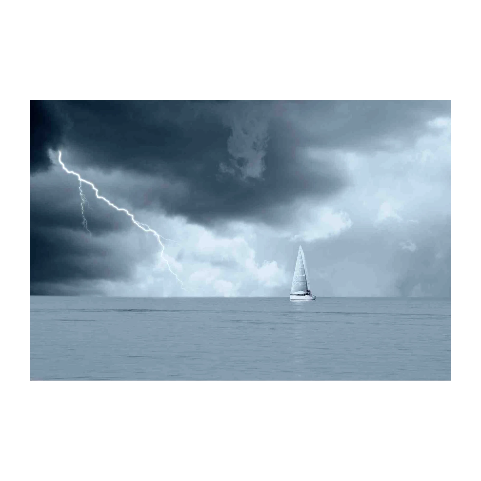 Sailboat in Storm Lightning Wall Art