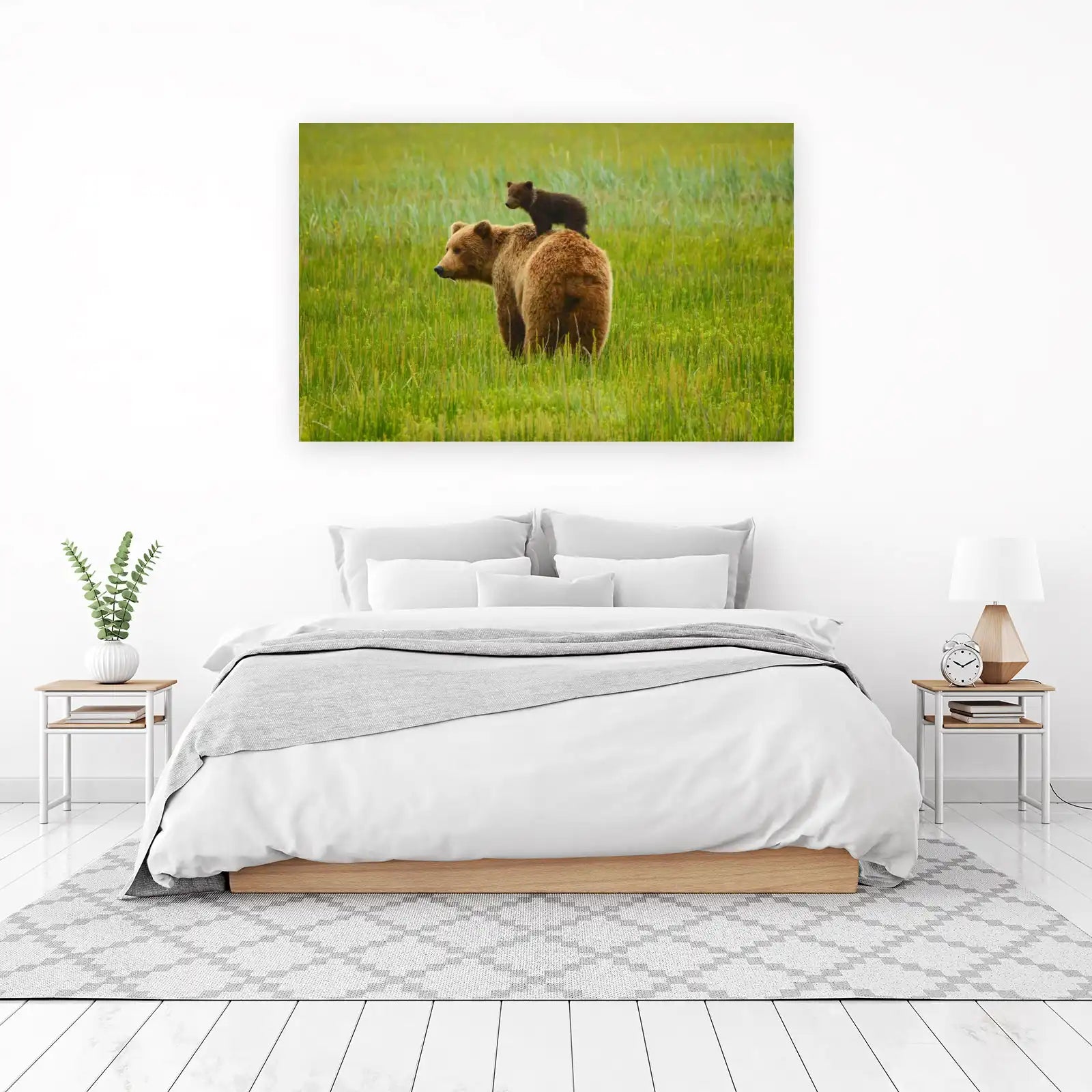 Mama Bear & Cub Meadow Serenity Wall Art
