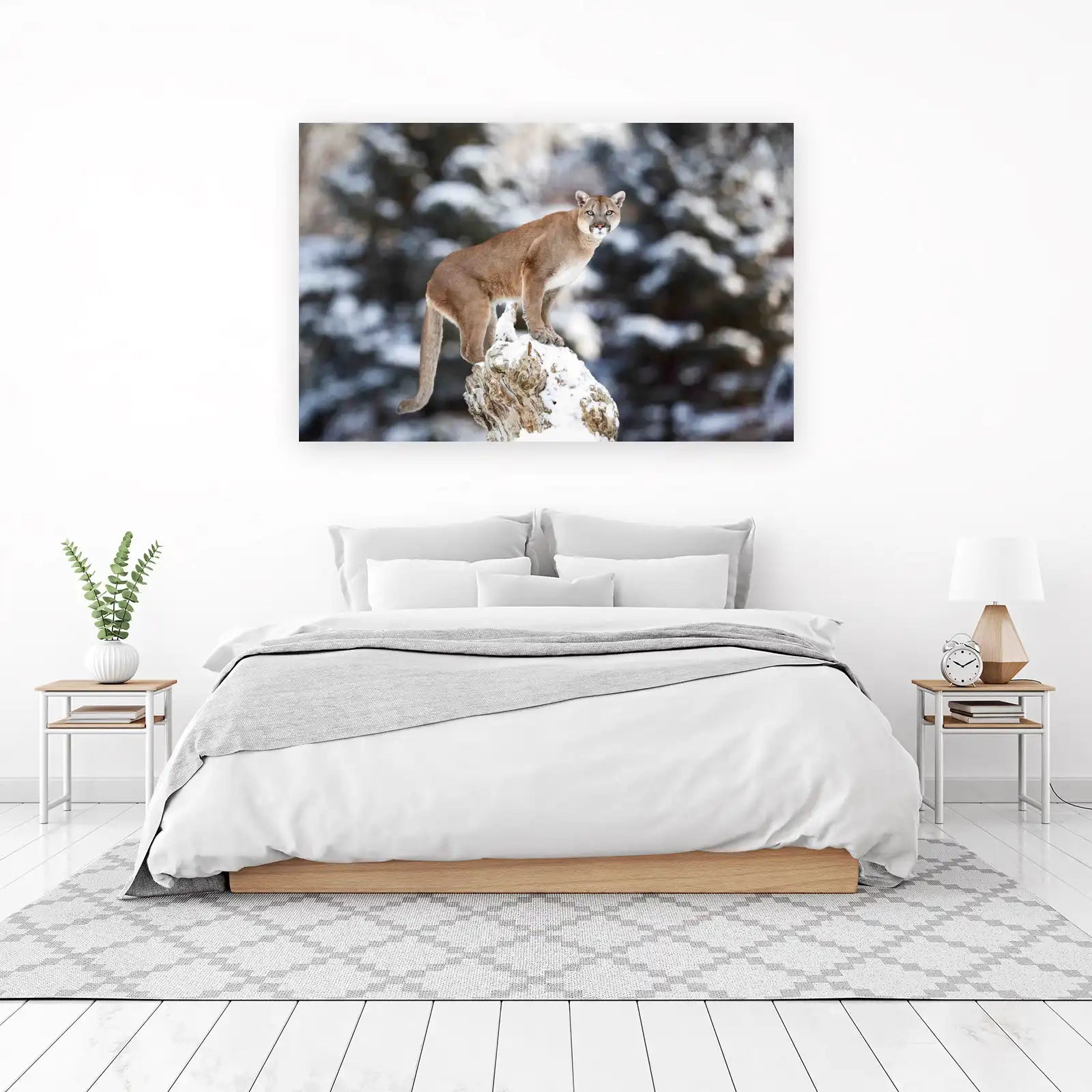 Majestic Mountain Lion Snow Wall Art