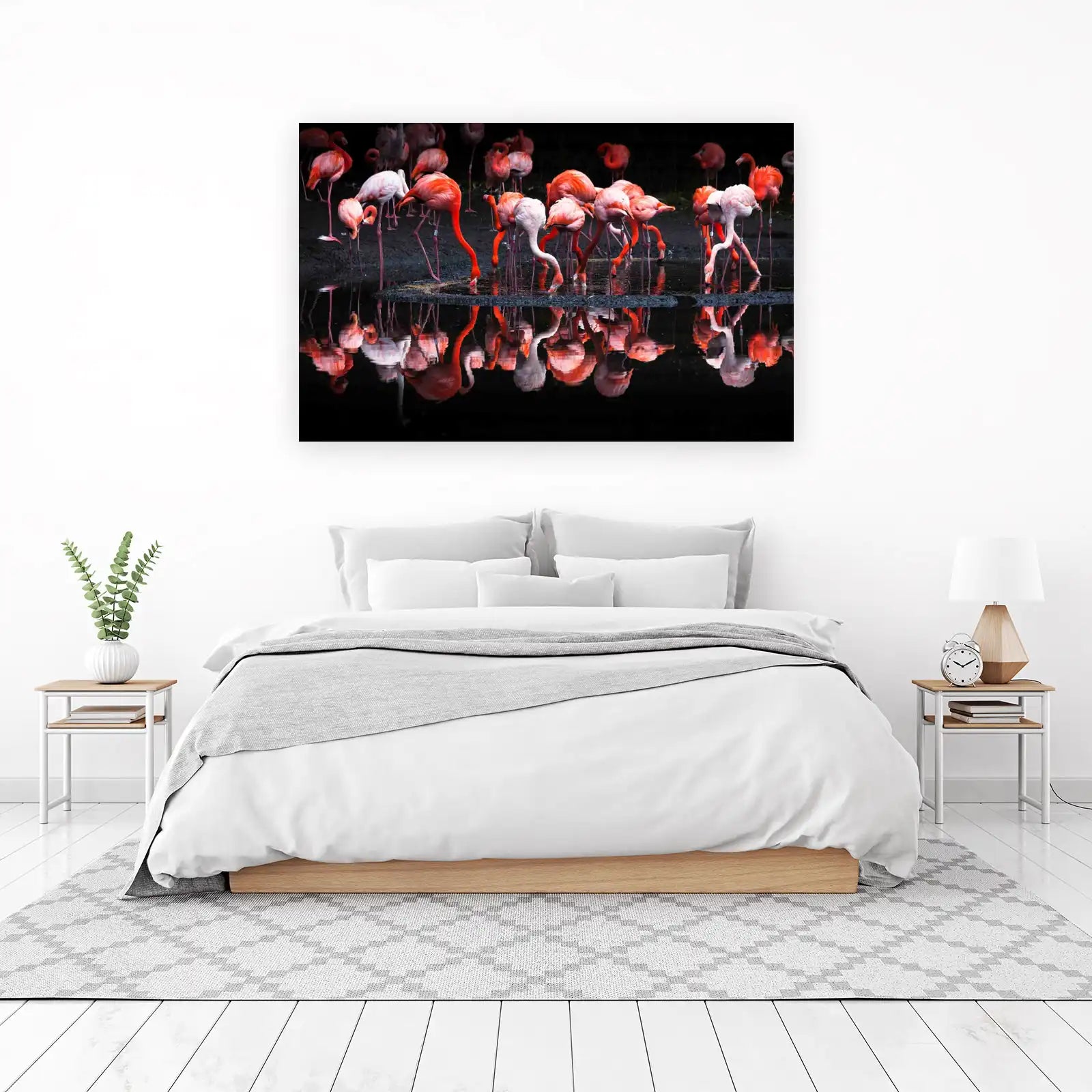 Vibrant Flamingo Flock Sunset Wall Art