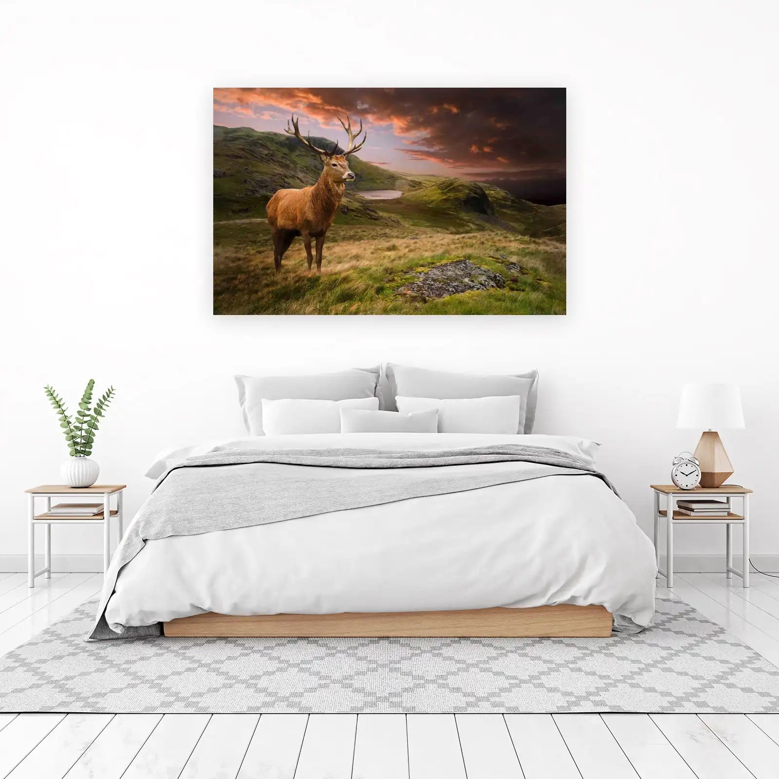 Majestic Stag Highland Sunset Wall Art
