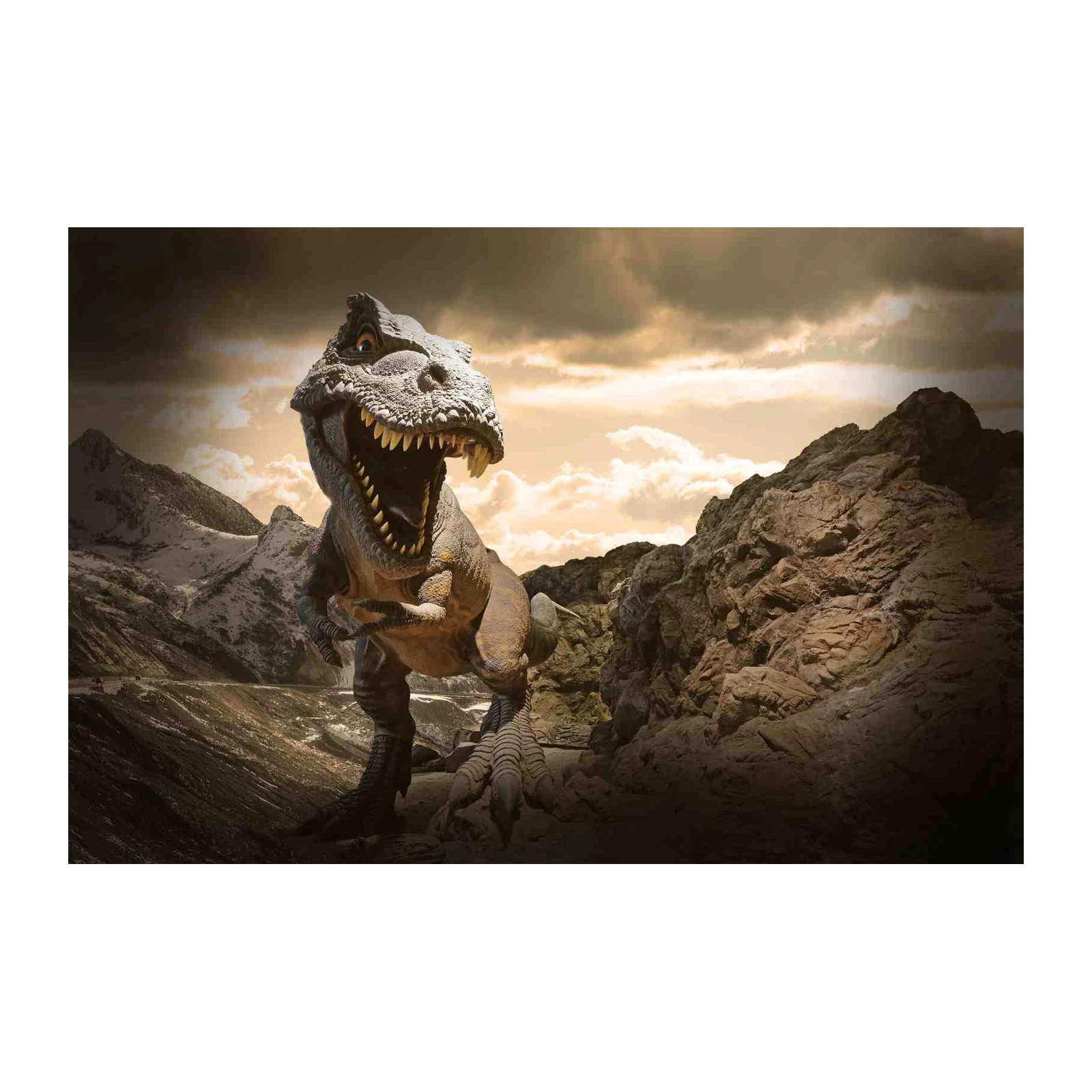 Majestic T-Rex Roaring Mountain Wall Art