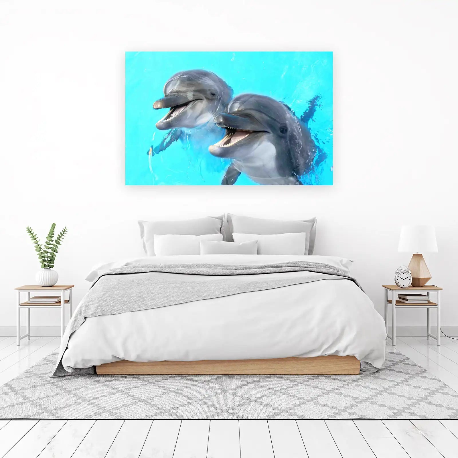 Playful Dolphin Duo Turquoise Delight Wall Art