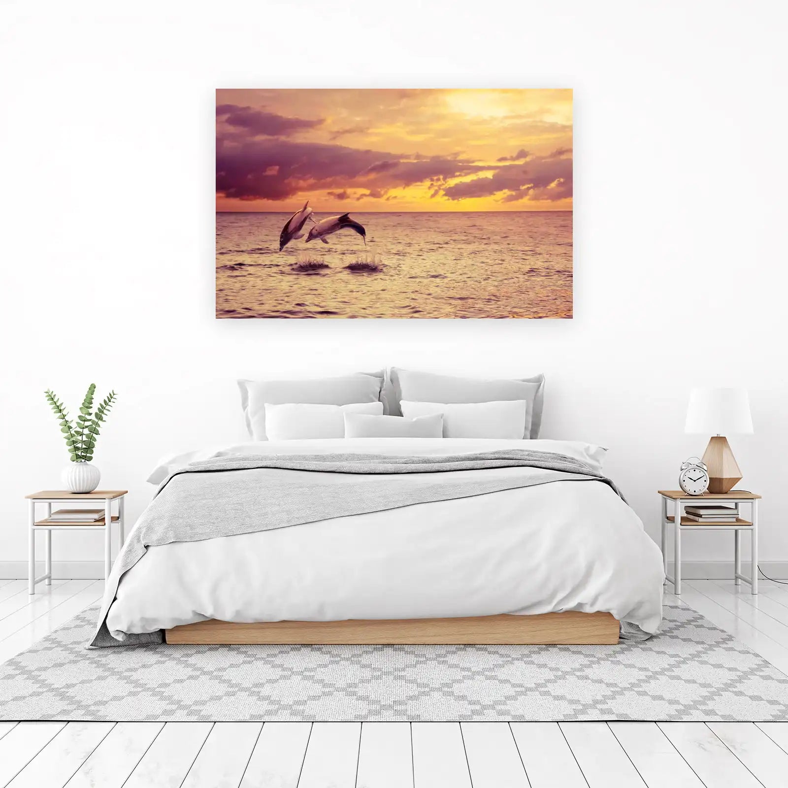 Dolphins Leaping at Sunset Wall Art