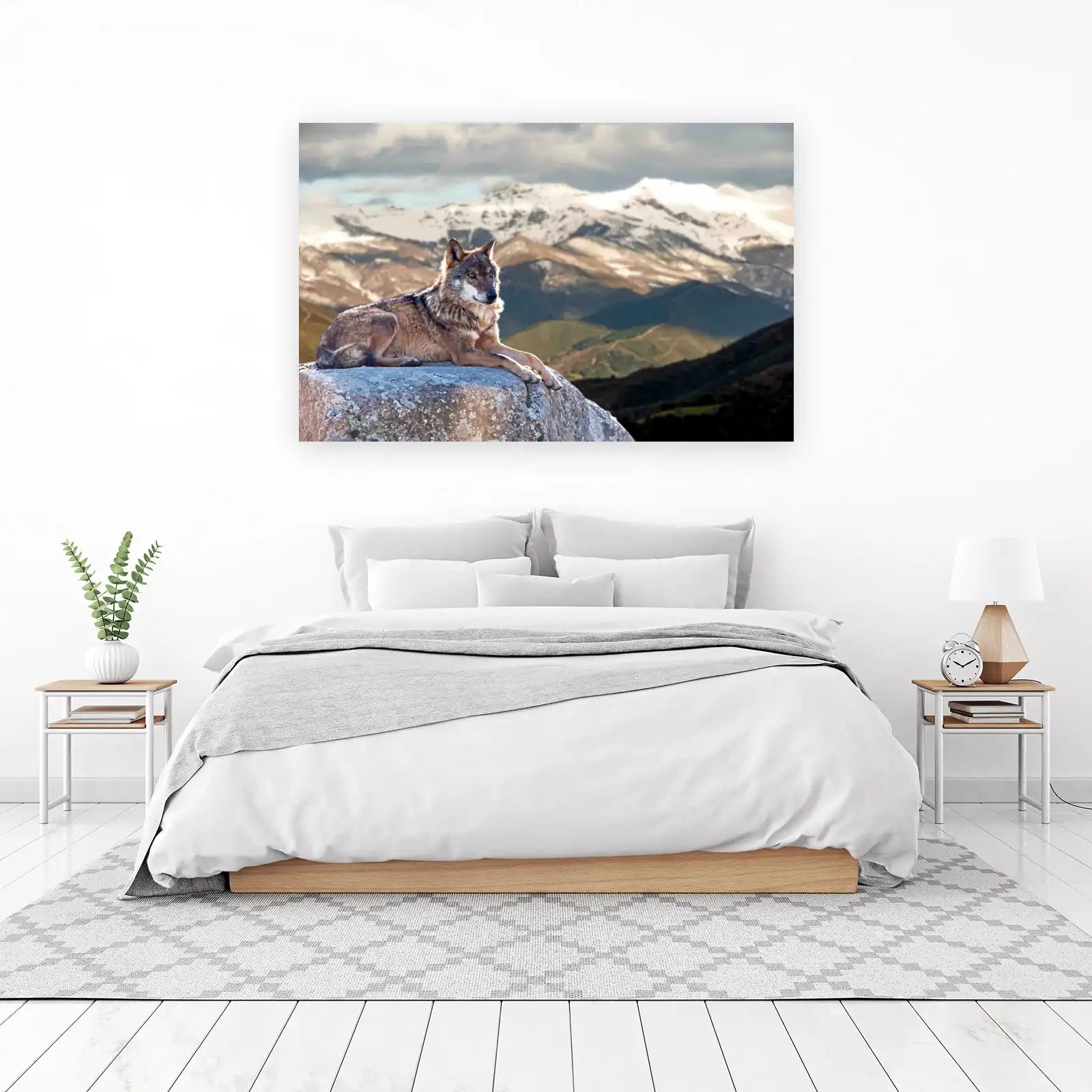 Majestic Wolf Mountain Scene Wall Art
