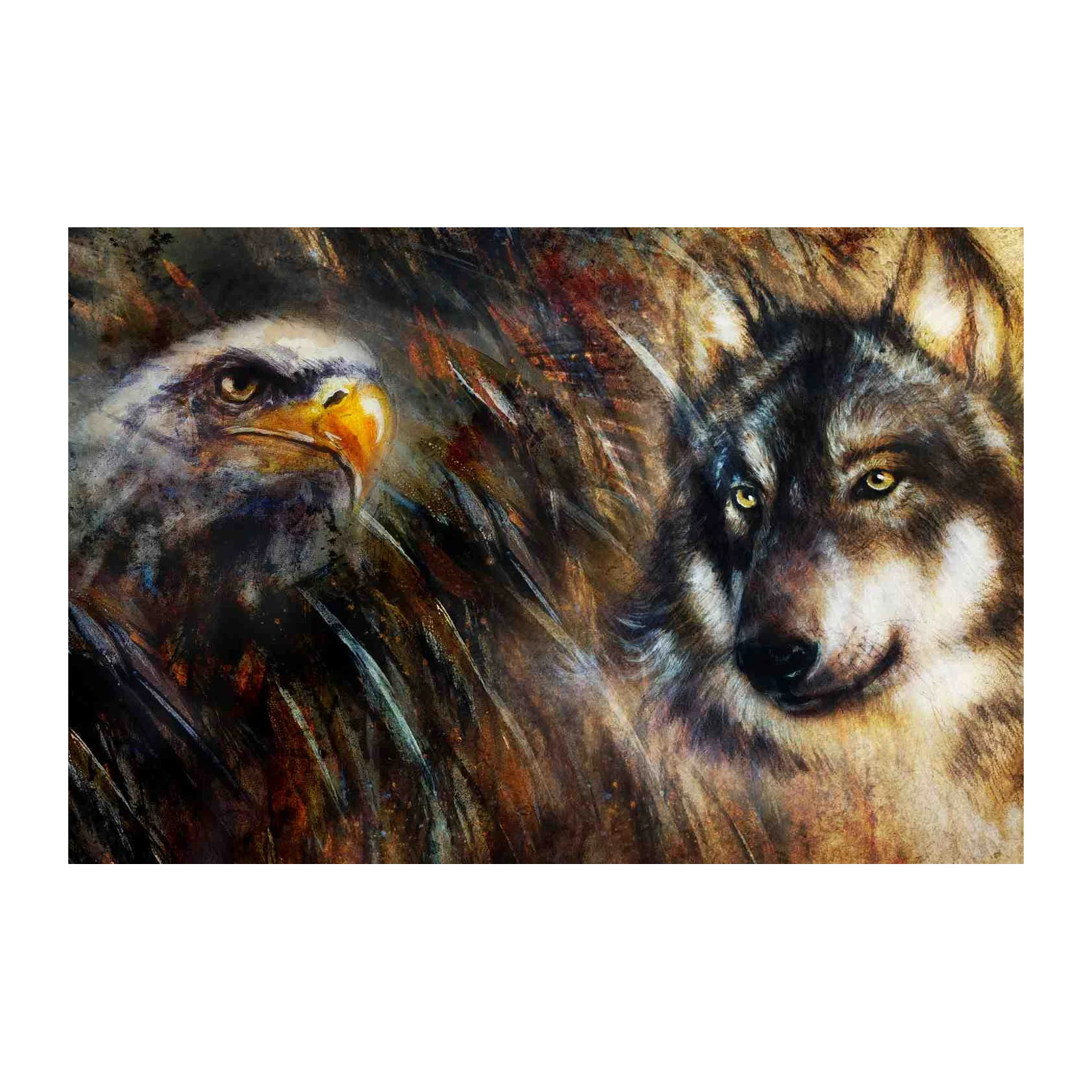 Majestic Wolf & Eagle Spirit Wall Art