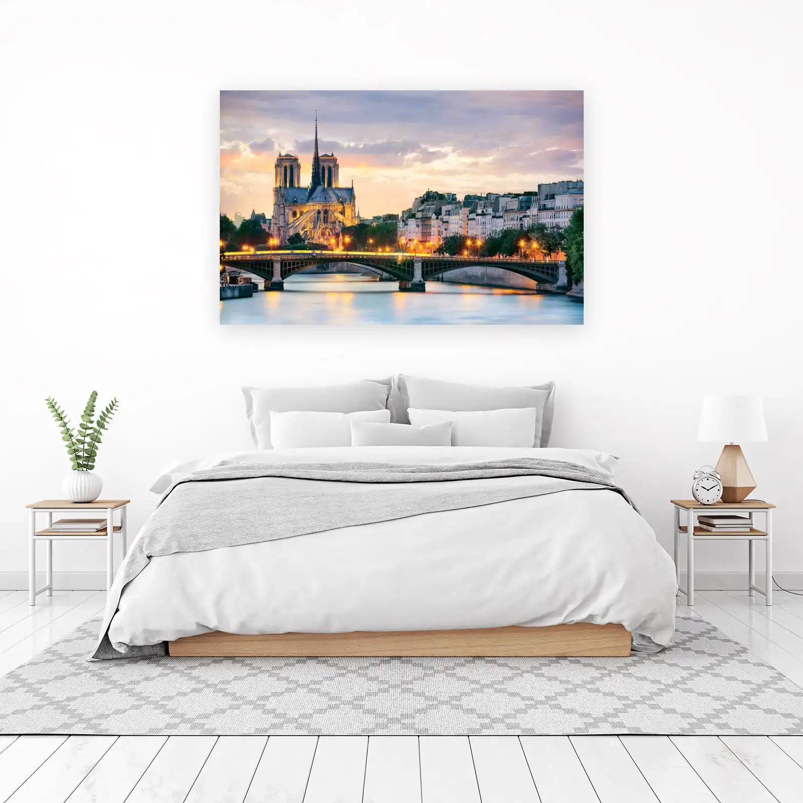 Parisian Sunset Notre Dame Bridge Wall Art