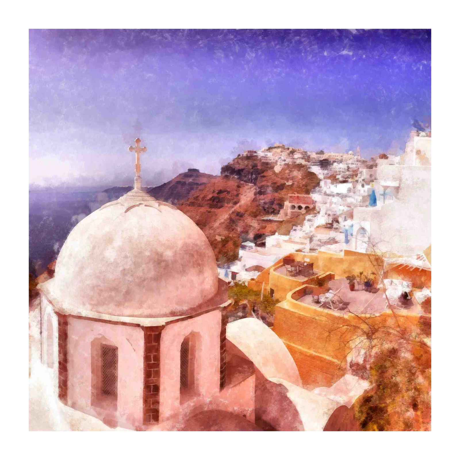 Santorini Village Wall Art | Aegean Paradise Art