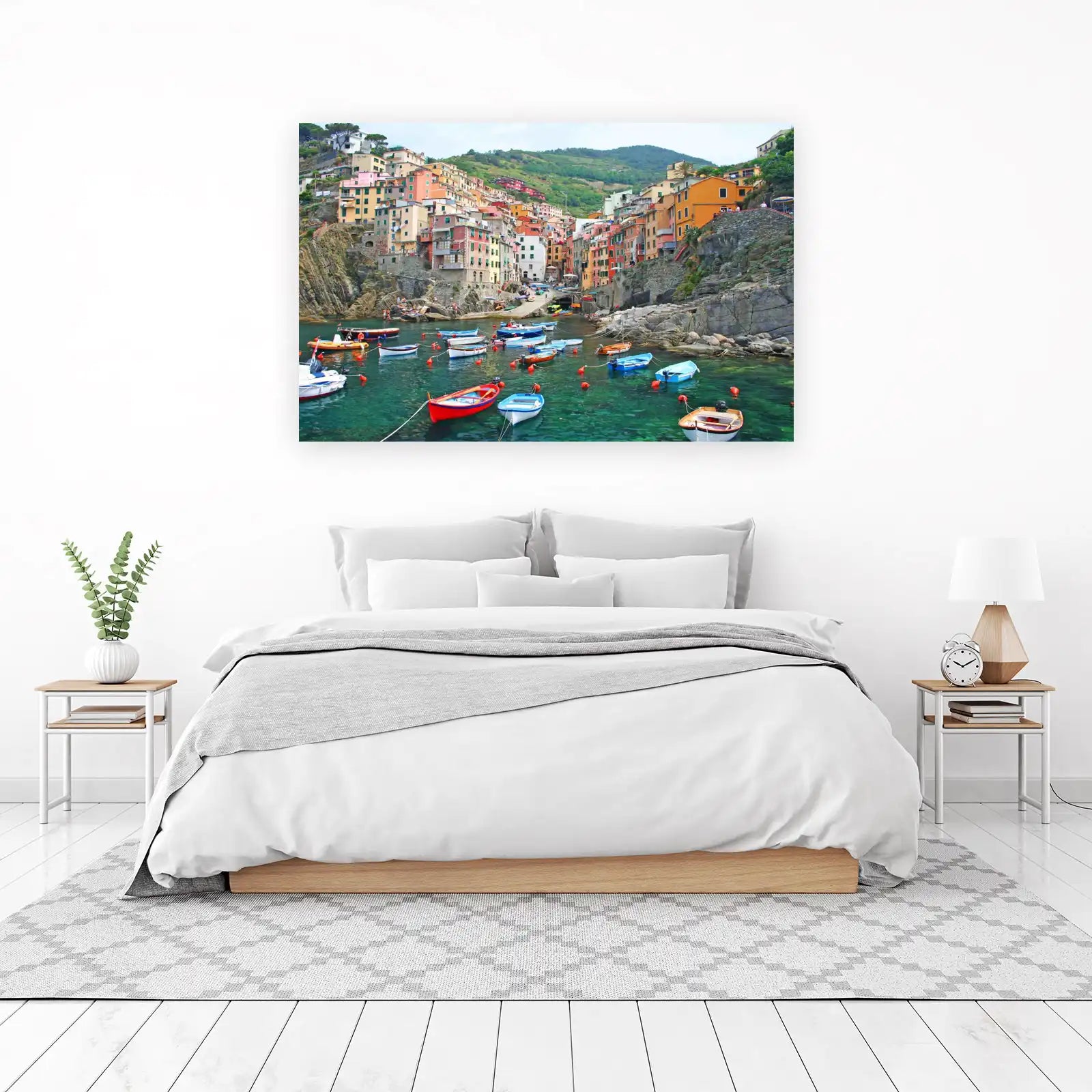 Cinque Terre Coastal Village Boat Scene Wall Art