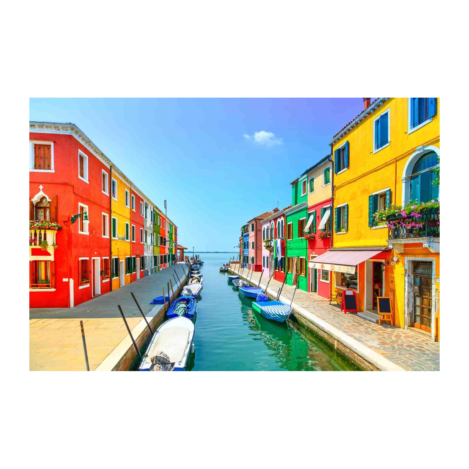 Vibrant Burano Canal Italian Homes Wall Art