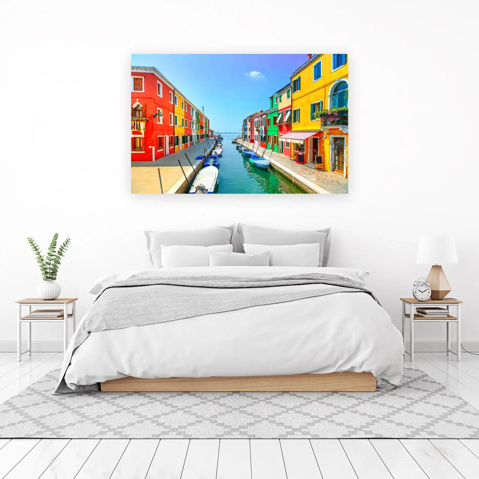 Vibrant Burano Canal Italian Homes Wall Art