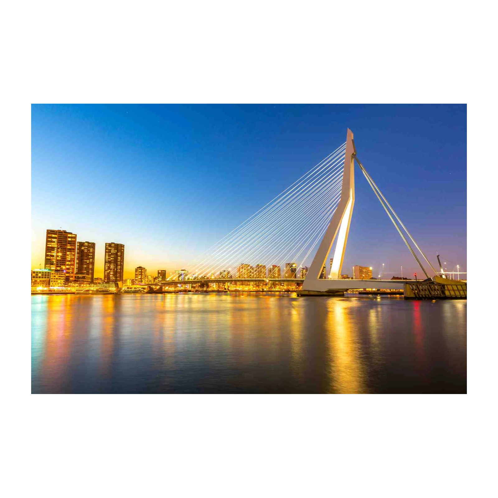 Rotterdam Cityscape Bridge Evening Wall Art