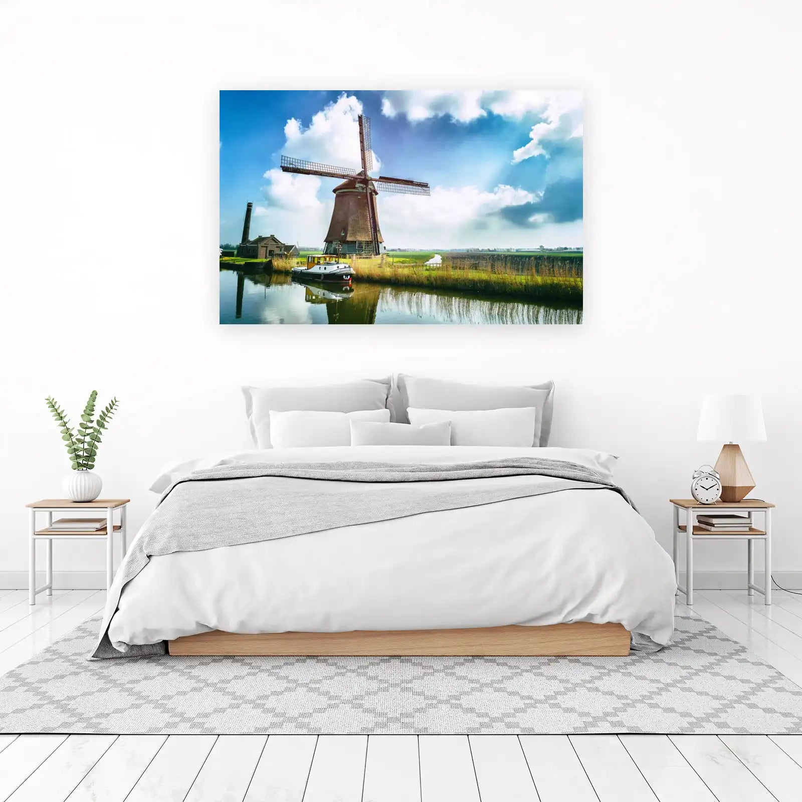 Iconic Dutch Windmill & Canal Landscape Wall Art