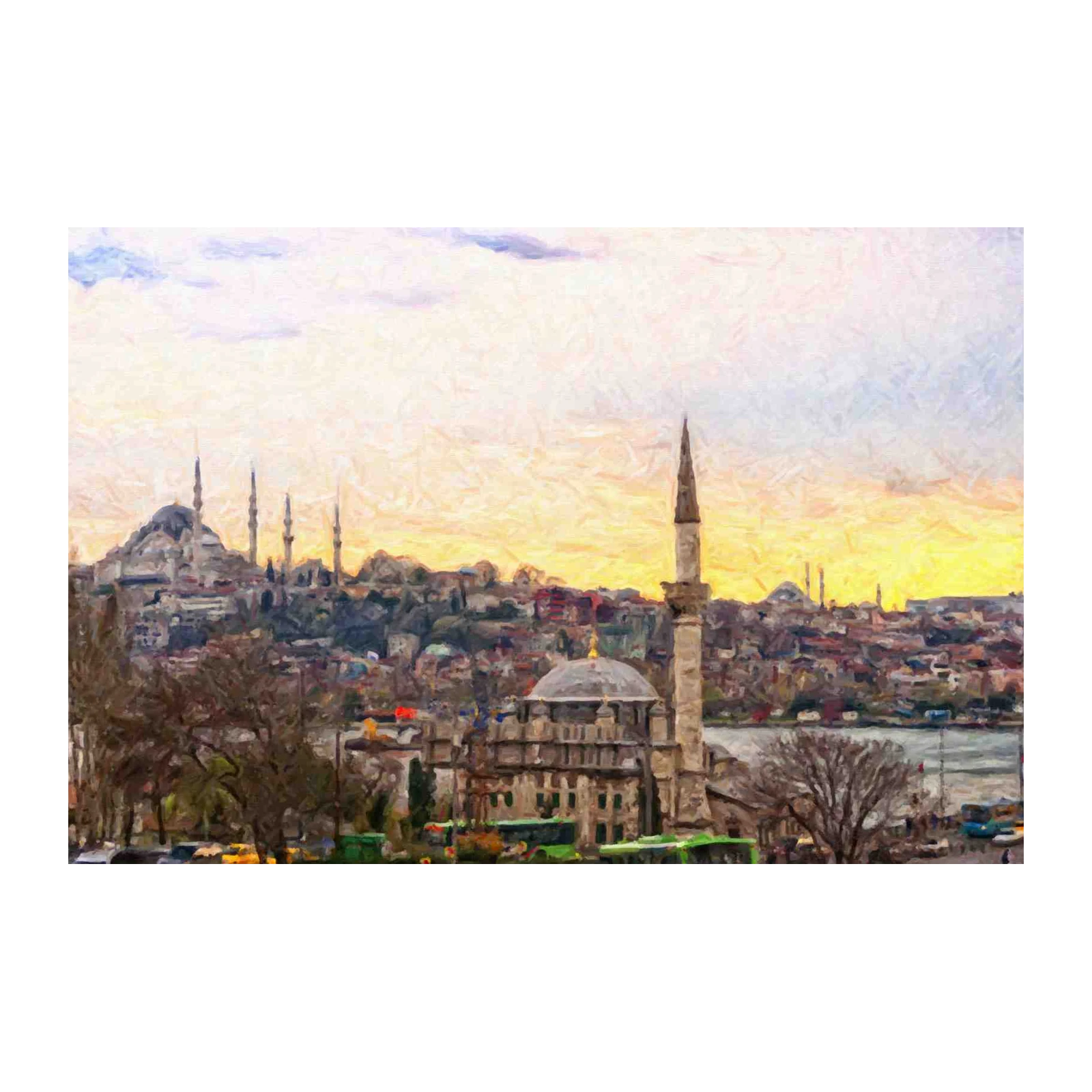 Istanbul Skyline Oil Painting Wall Art