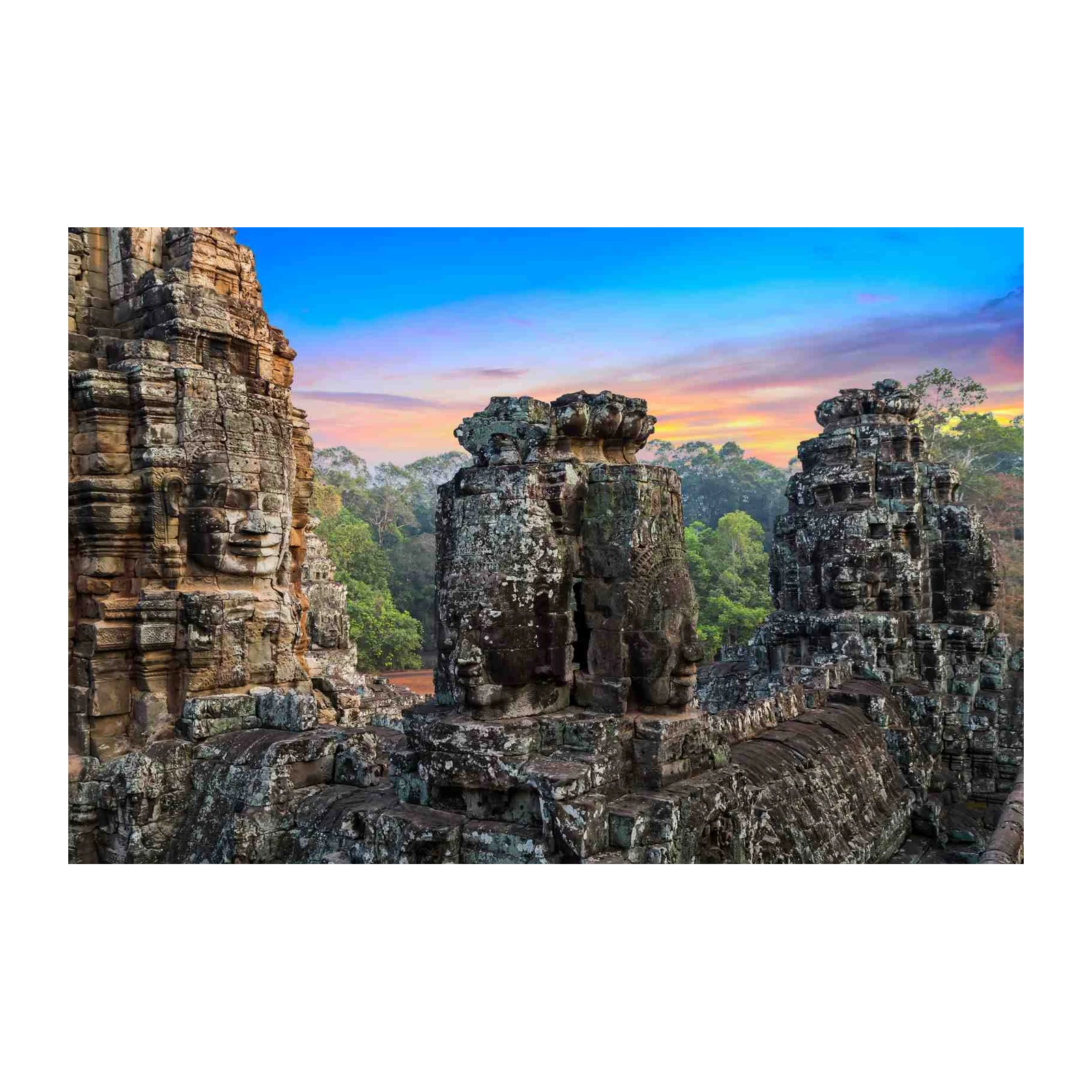 Angkor Wat Faces Majestic Sunset Wall Art
