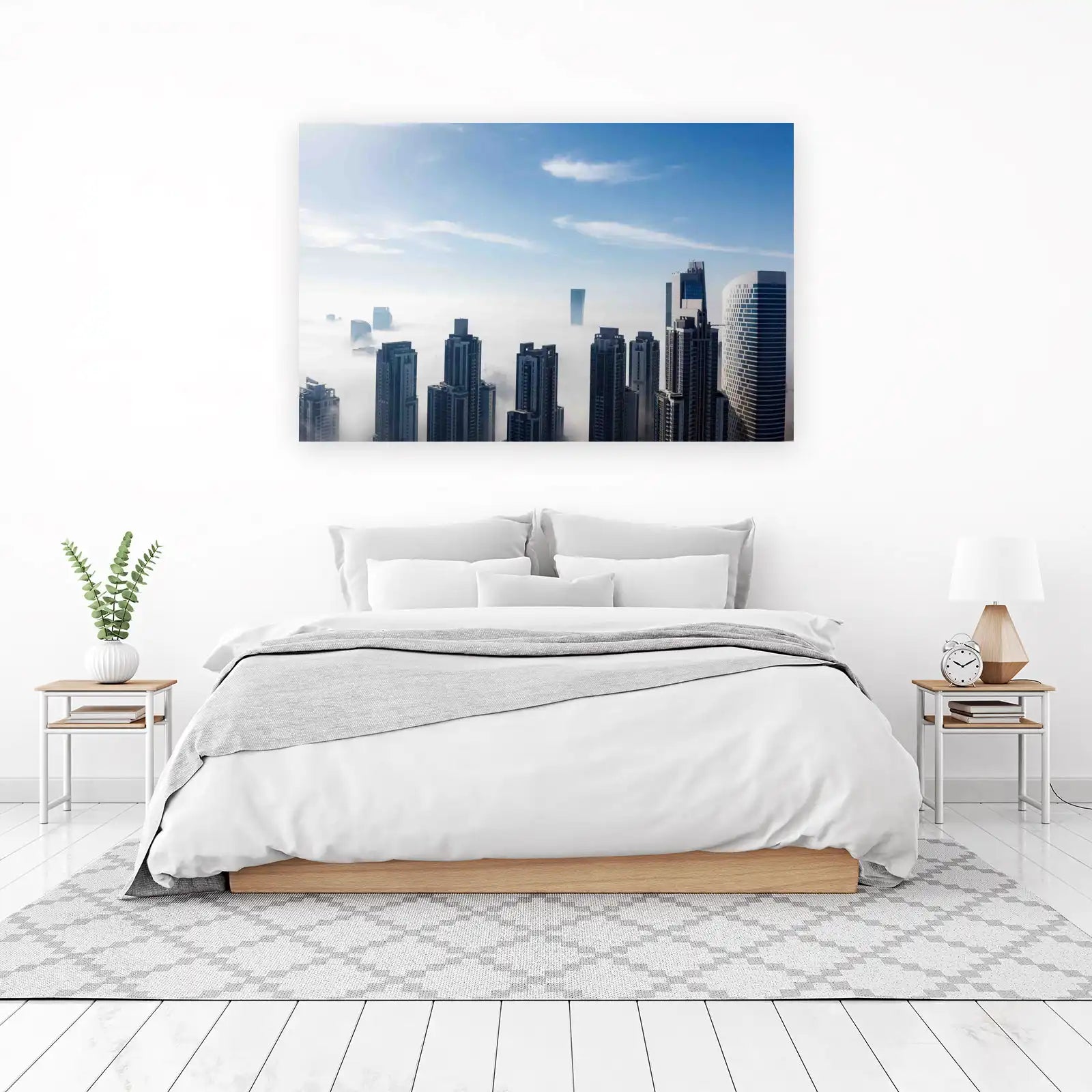 Misty Metropolis Skyline Wall Art