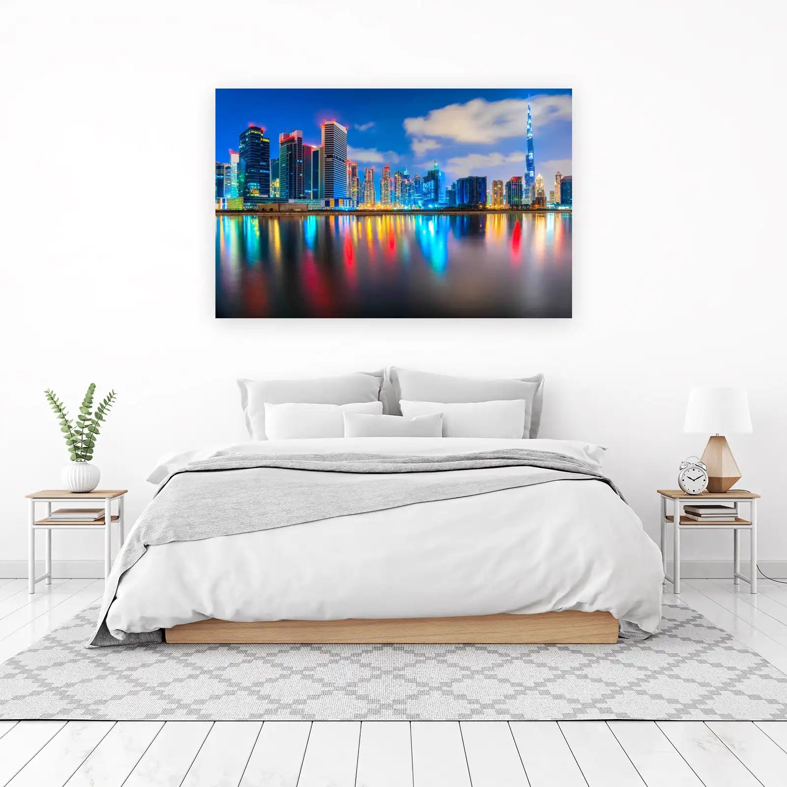 Dubai Skyline Reflection Wall Art | Modern Cityscape Art