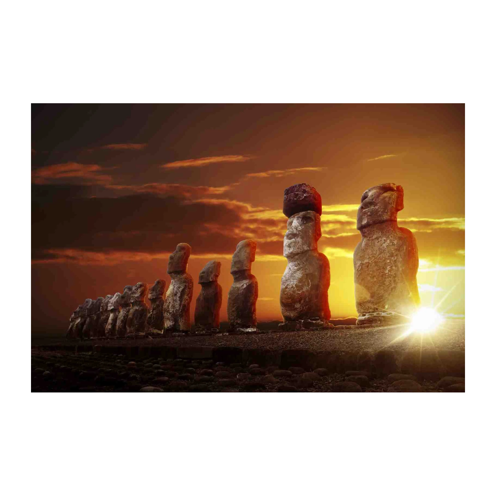 Majestic Moai Sunset Easter Island Wall Art