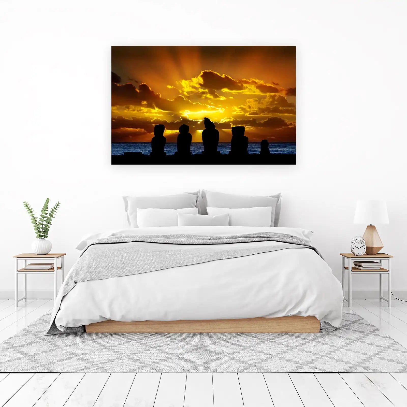 Easter Island Moai Sunset Wall Art