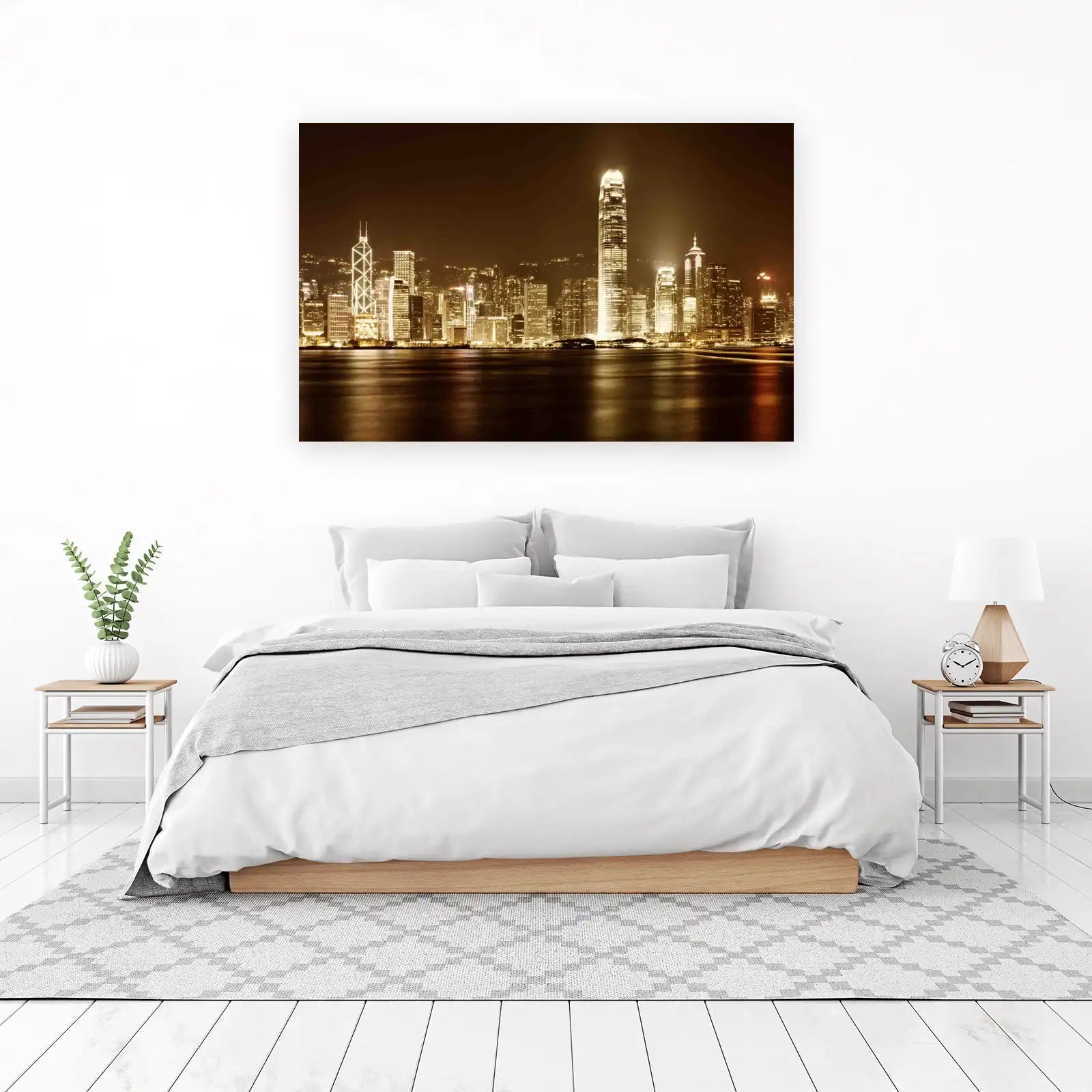 Hong Kong Skyline Night Cityscape Wall Art