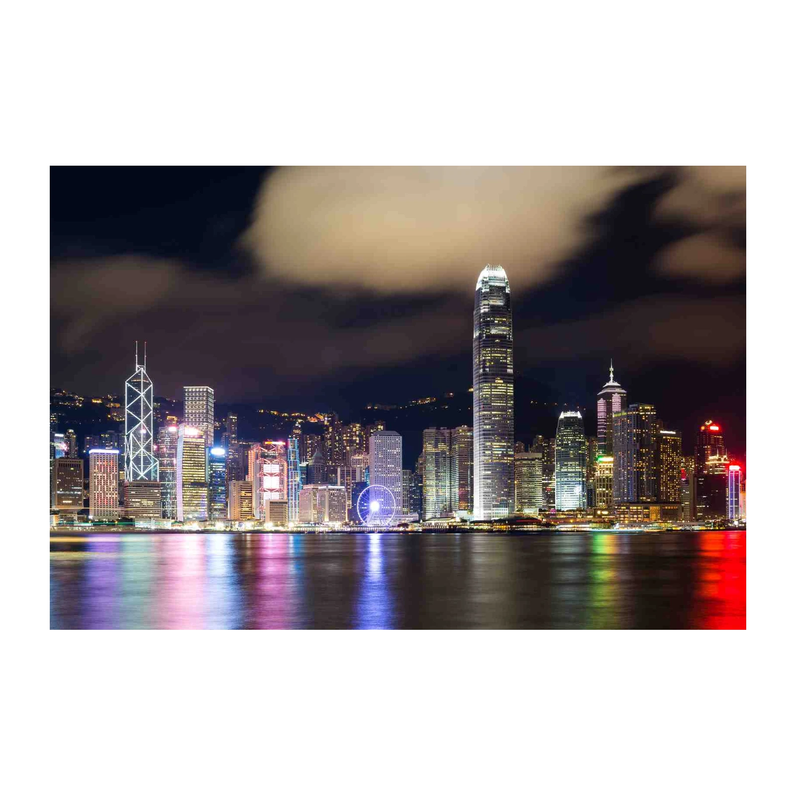 Vibrant Hong Kong Skyline Night Wall Art