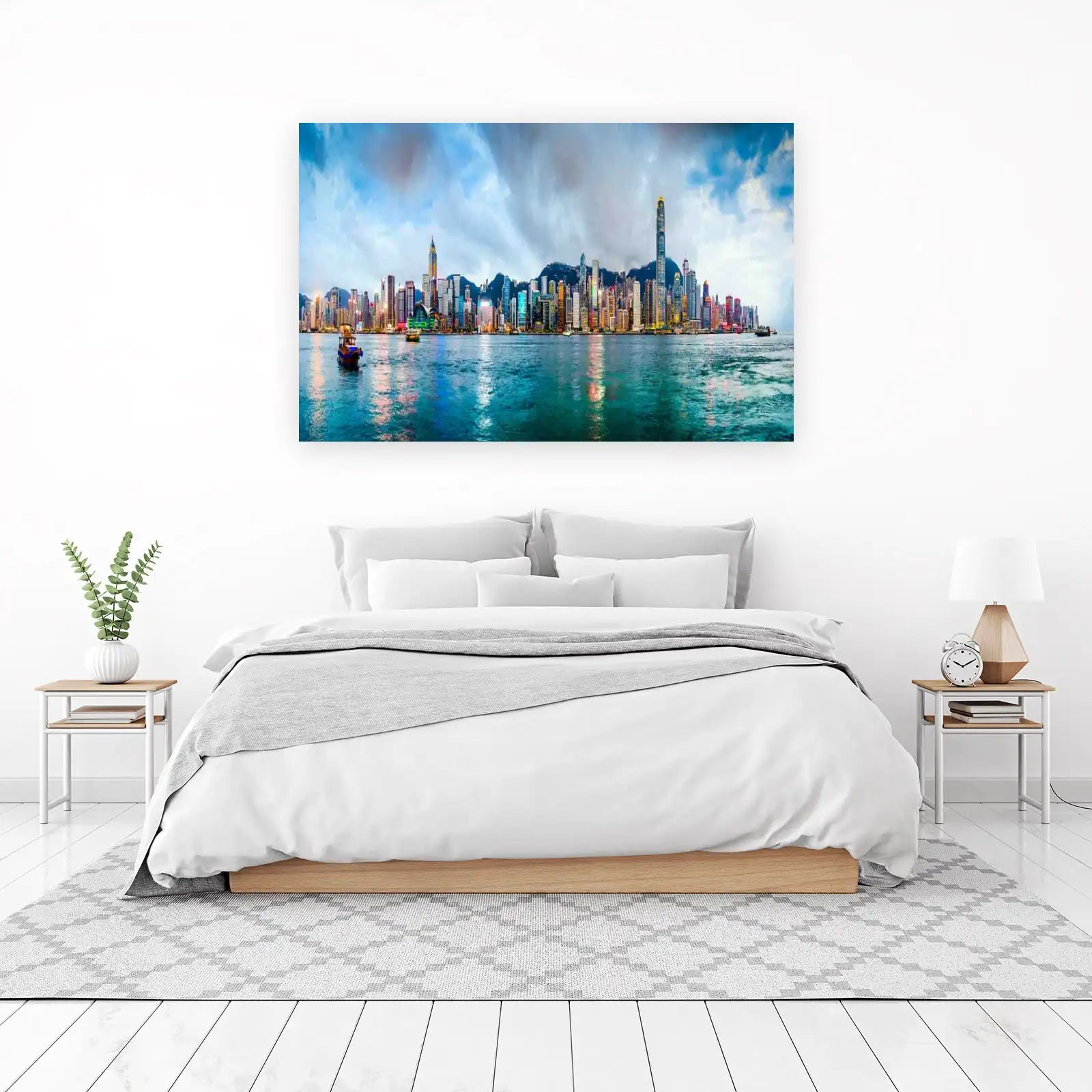 Vibrant Hong Kong Skyline Wall Art