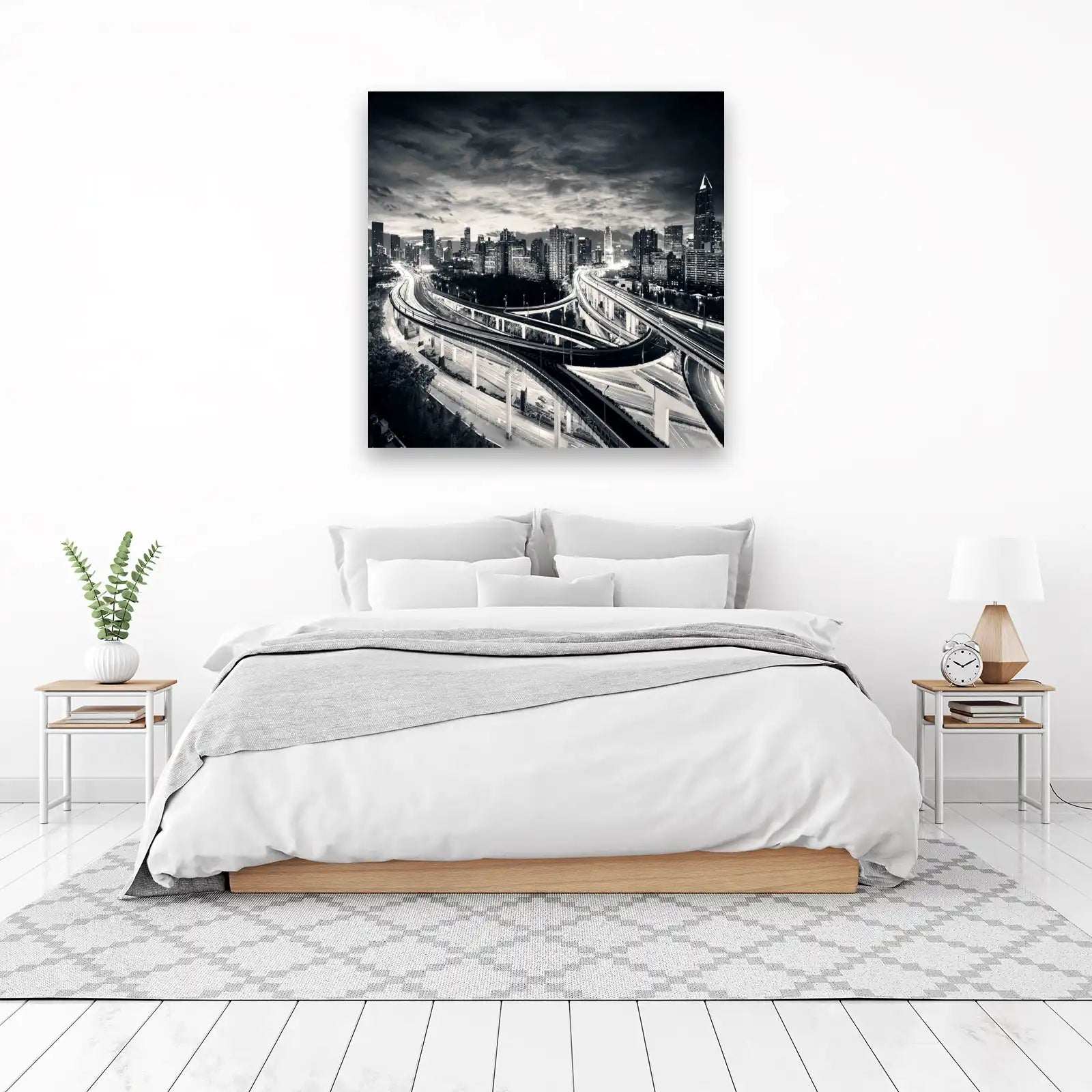 Urban Highway Symphony B&W Wall Art