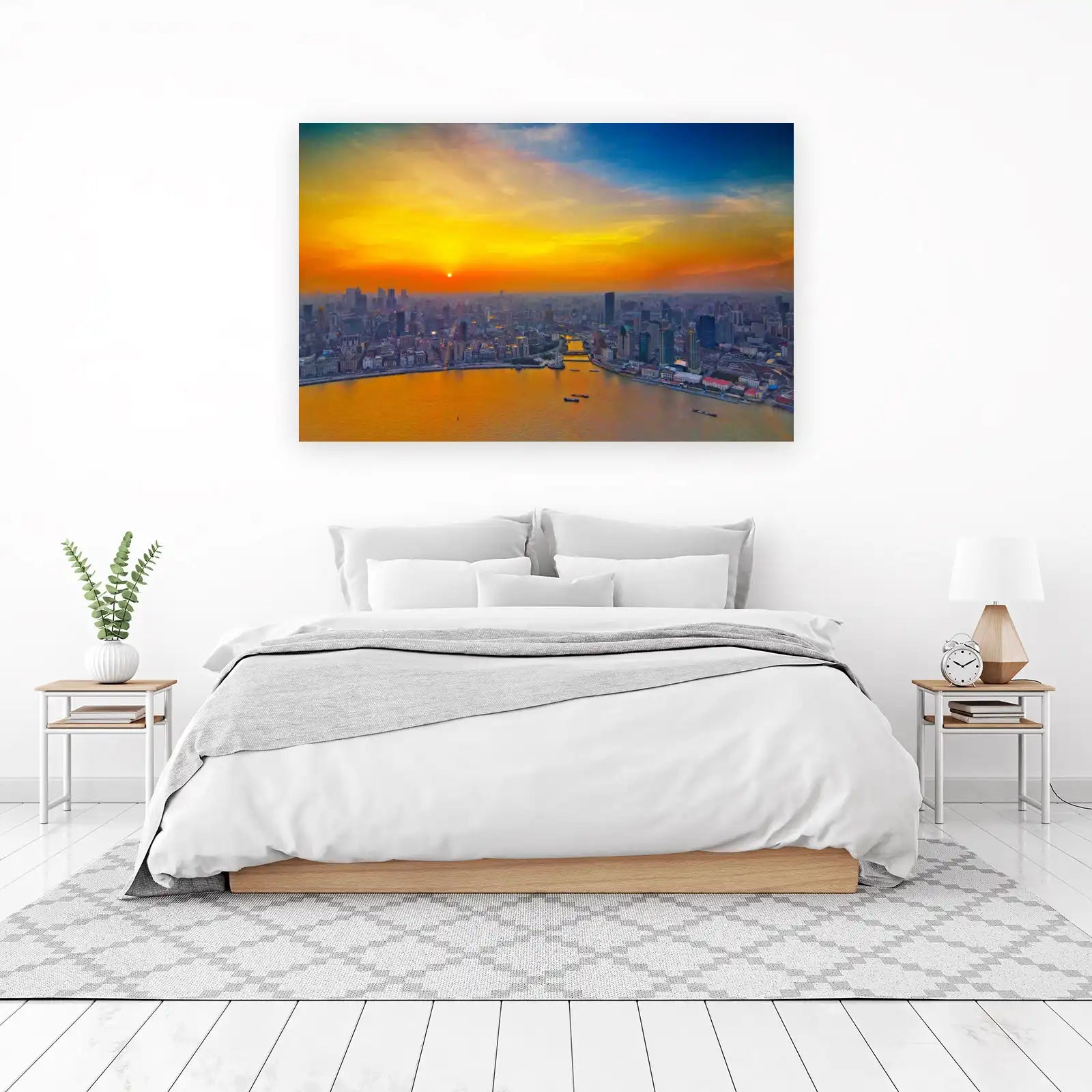 Golden Shanghai Skyline Sunset Wall Art
